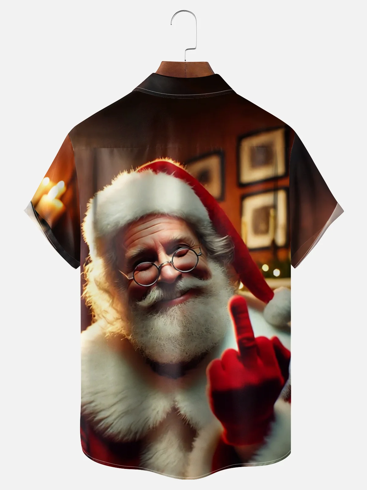 Moisture-wicking Christmas Santa Claus Fun Chest Pocket Casual Shirt