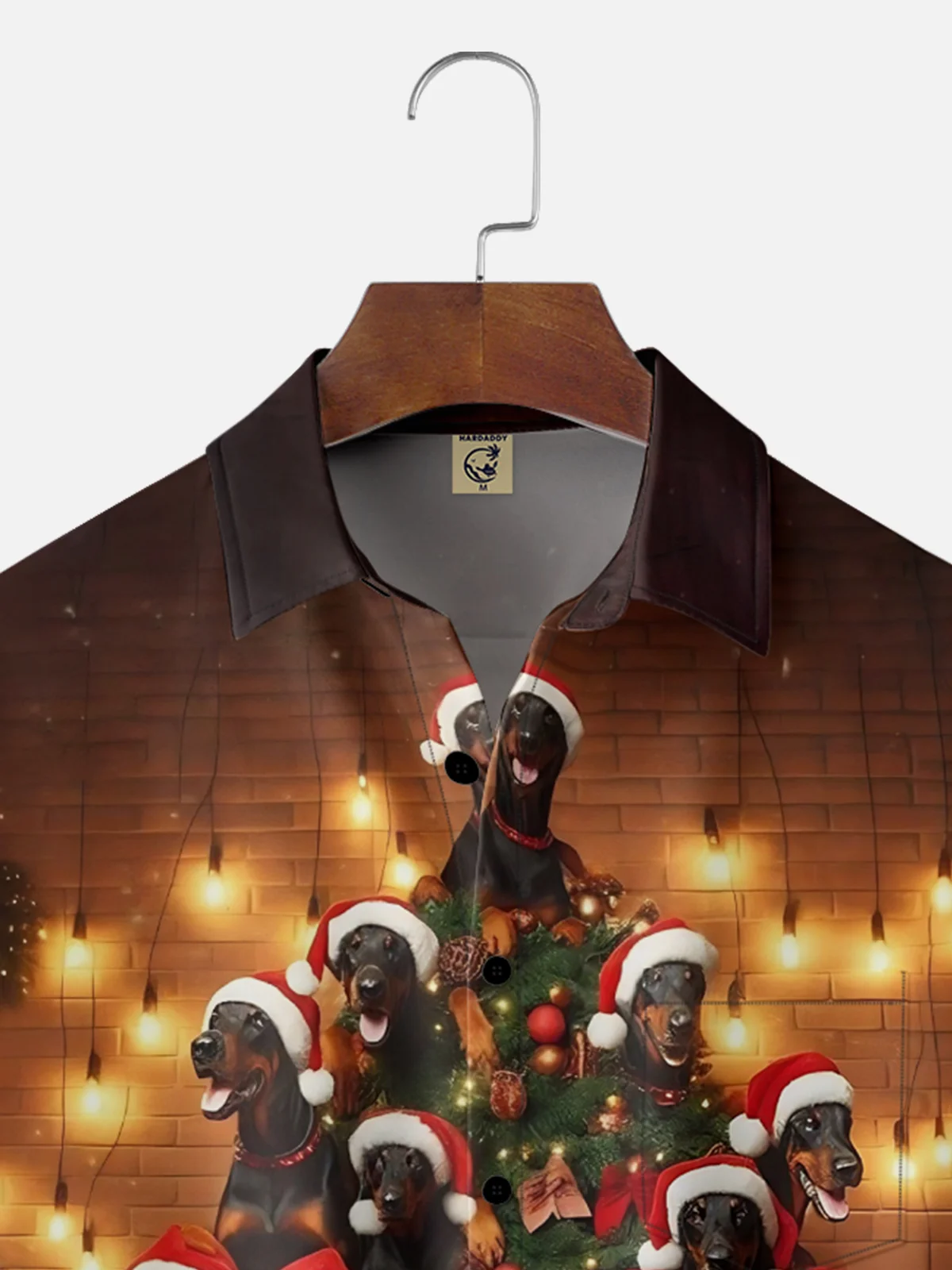 Moisture-wicking Christmas Dog Christmas Tree Art Fun Chest Pocket Casual Shirt