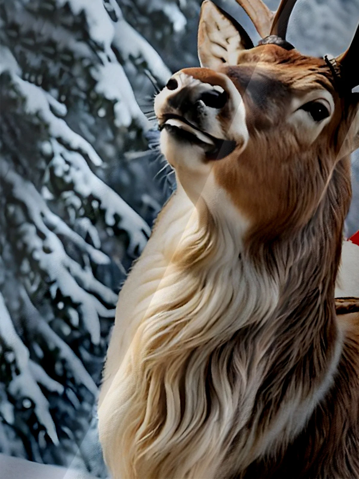 Moisture-wicking Christmas Santa Reindeer Chest Pocket Casual Shirt