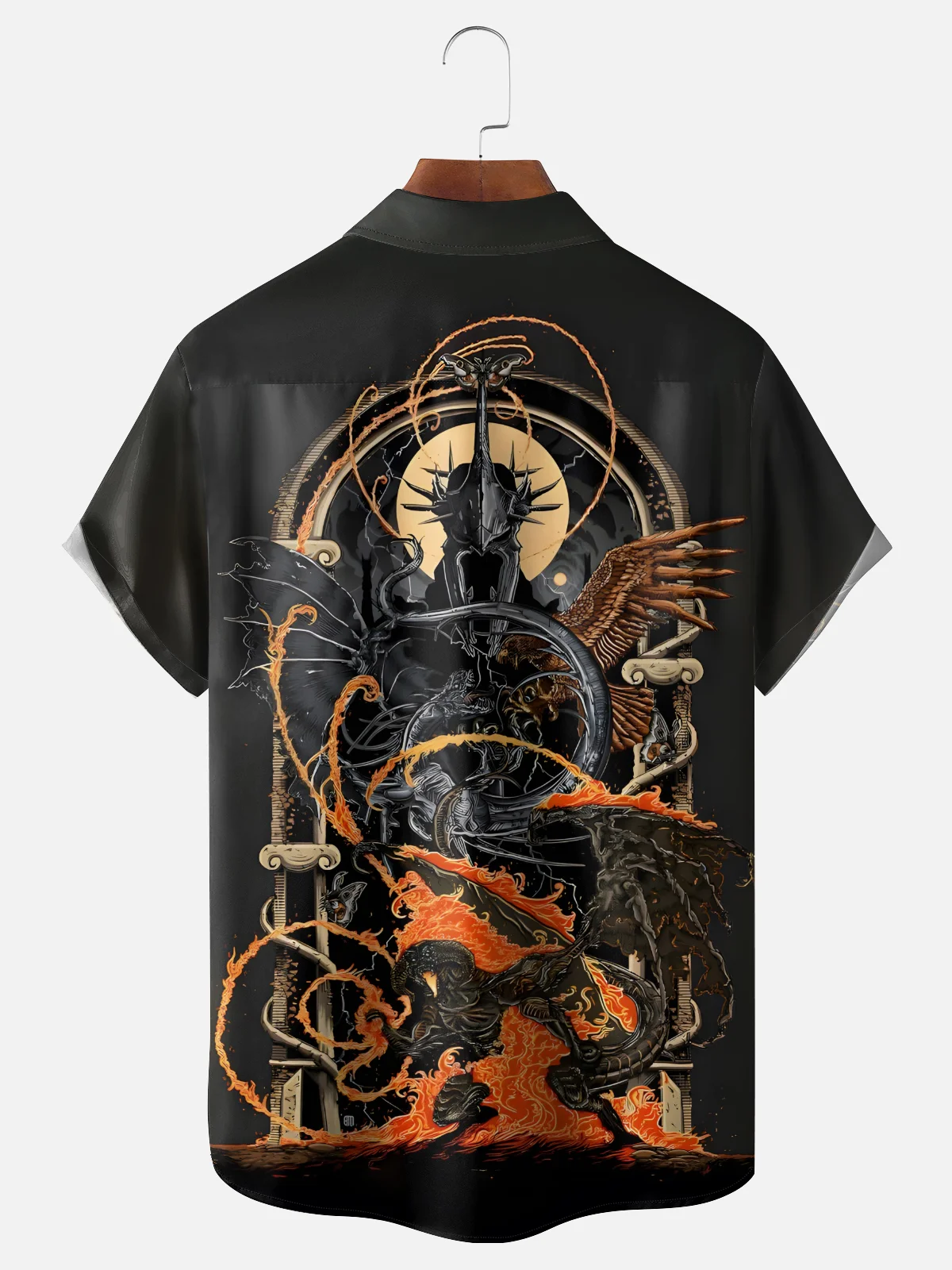 Moisture-wicking Fantasy Dragon Magic Chest Pocket Casual Shirt