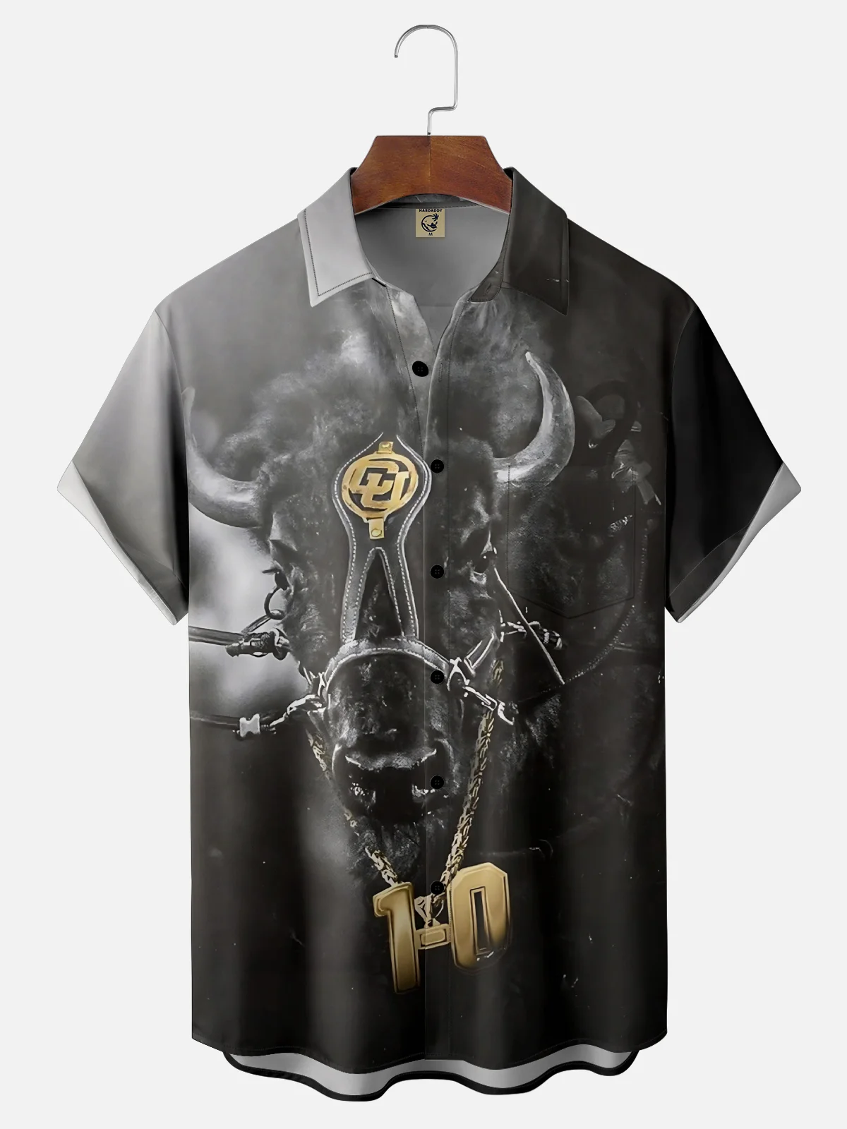 Moisture-wicking American Football Colorado Art Bison Chest Pocket Casual Shirt