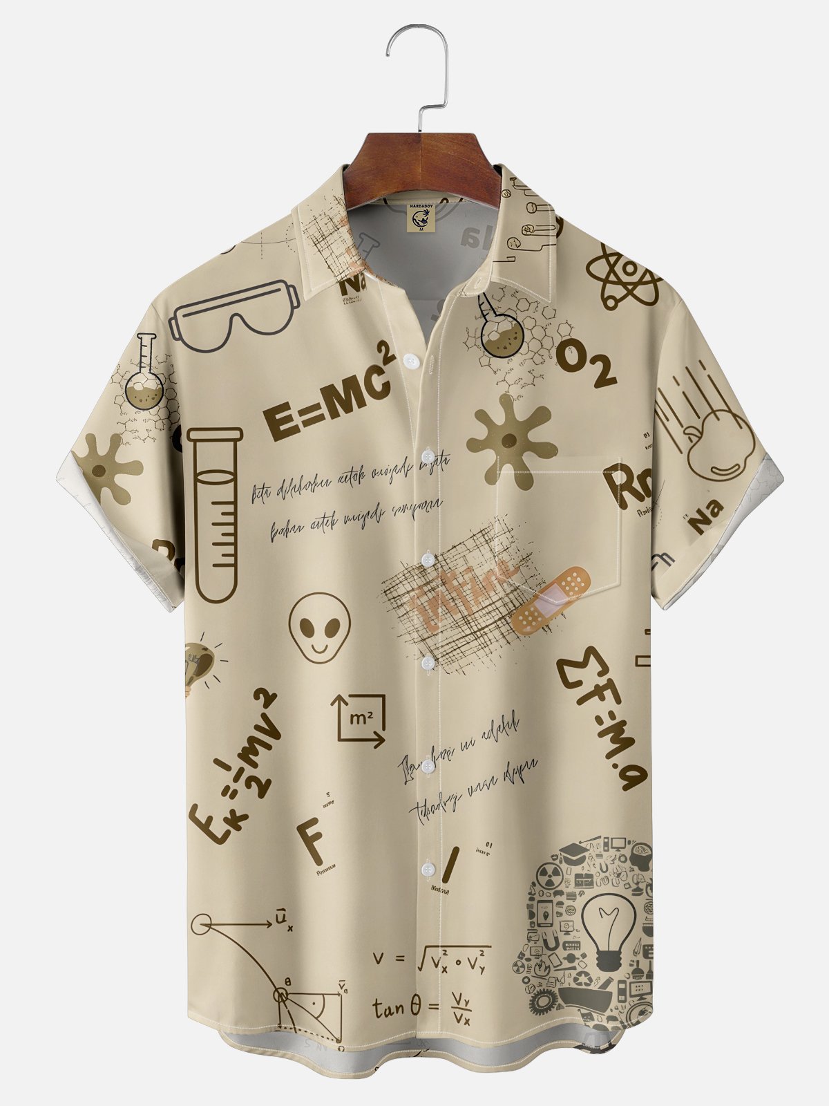 Moisture-wicking Artistic Chemical Symbols Formulas Chest Pocket Casual Shirt