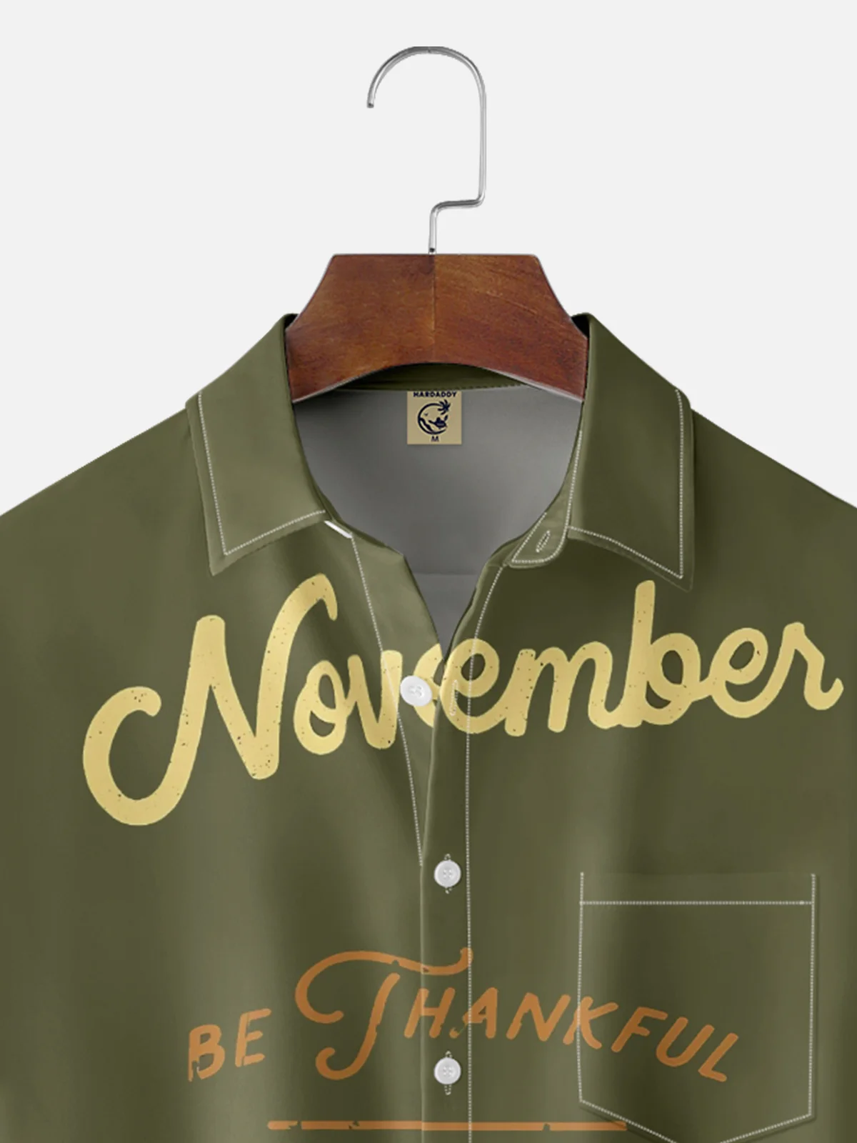 Moisture-wicking Thanksgiving Turkey Art Chest Pocket Casual Shirt