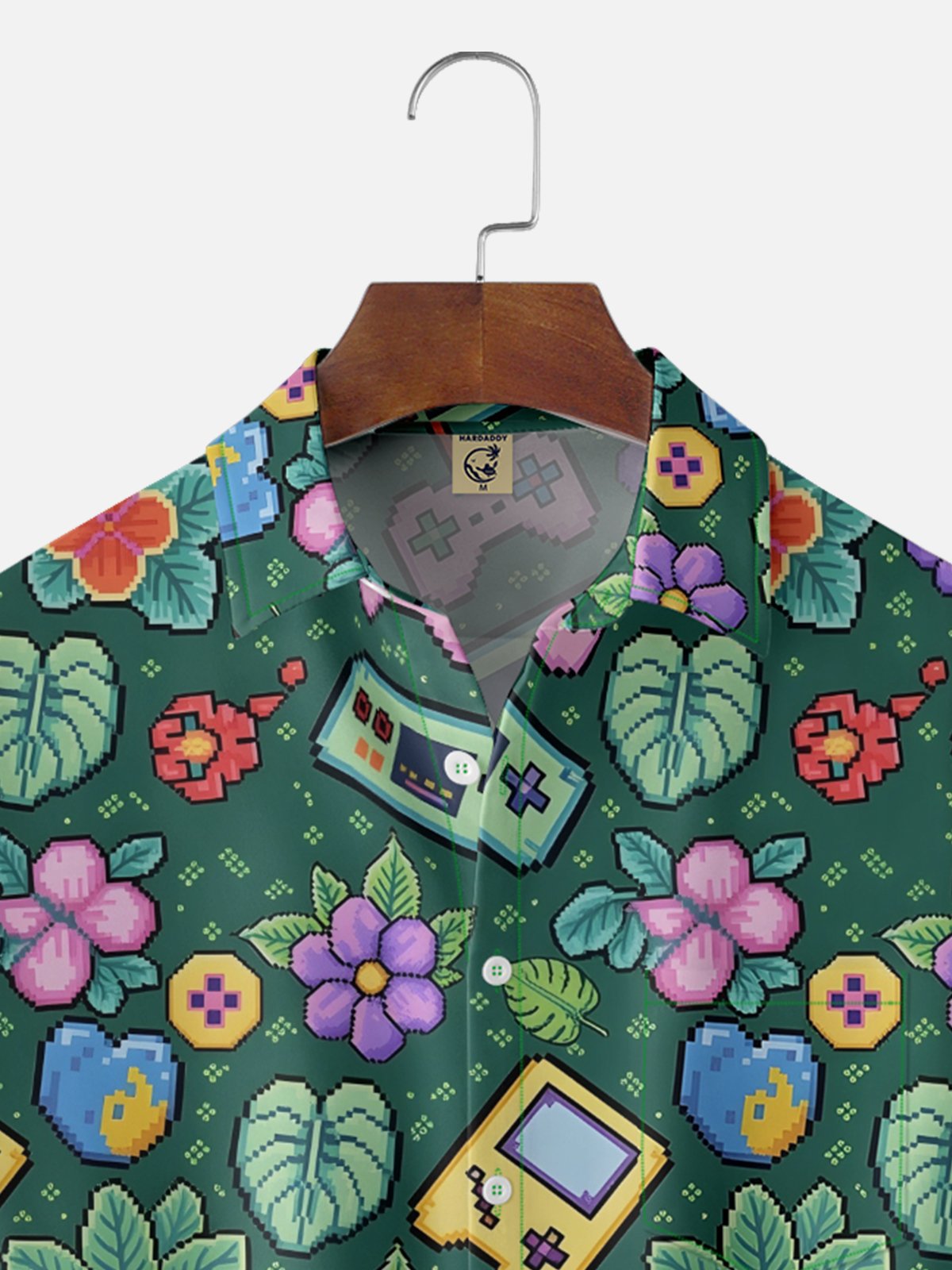 Moisture-wicking Retro Game Console Pixel Art Chest Pocket Casual Shirt