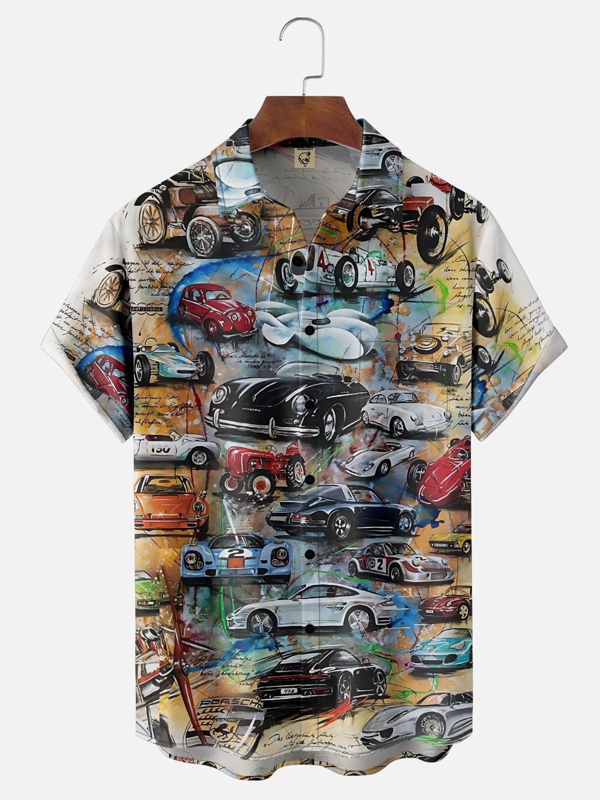 Moisture Wicking Vintage Car Chest Pocket Hawaiian Shirt