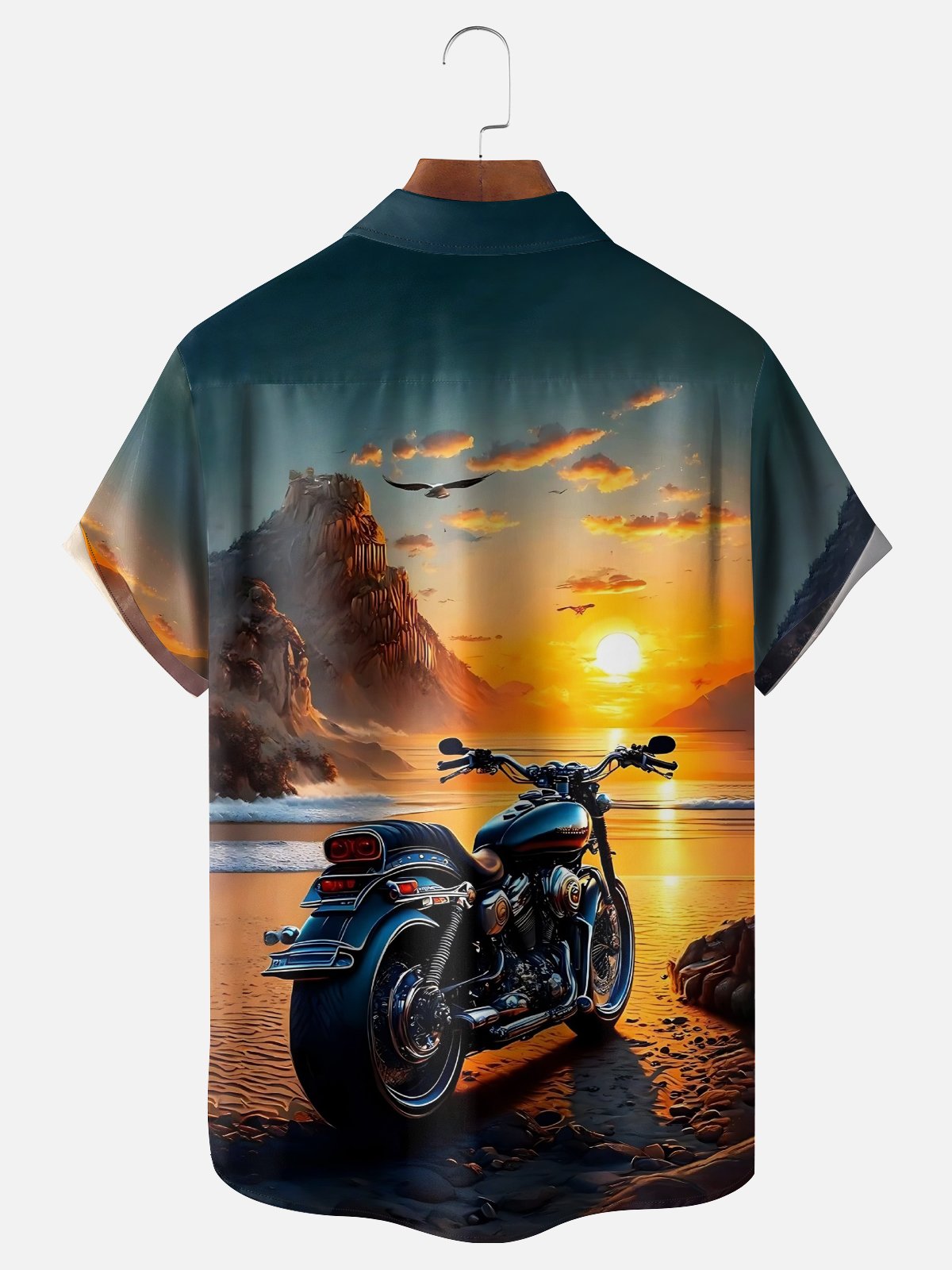 Moisture Wicking Beach Vacation Motorcycle Chest Pocket Hawaiian Shirt