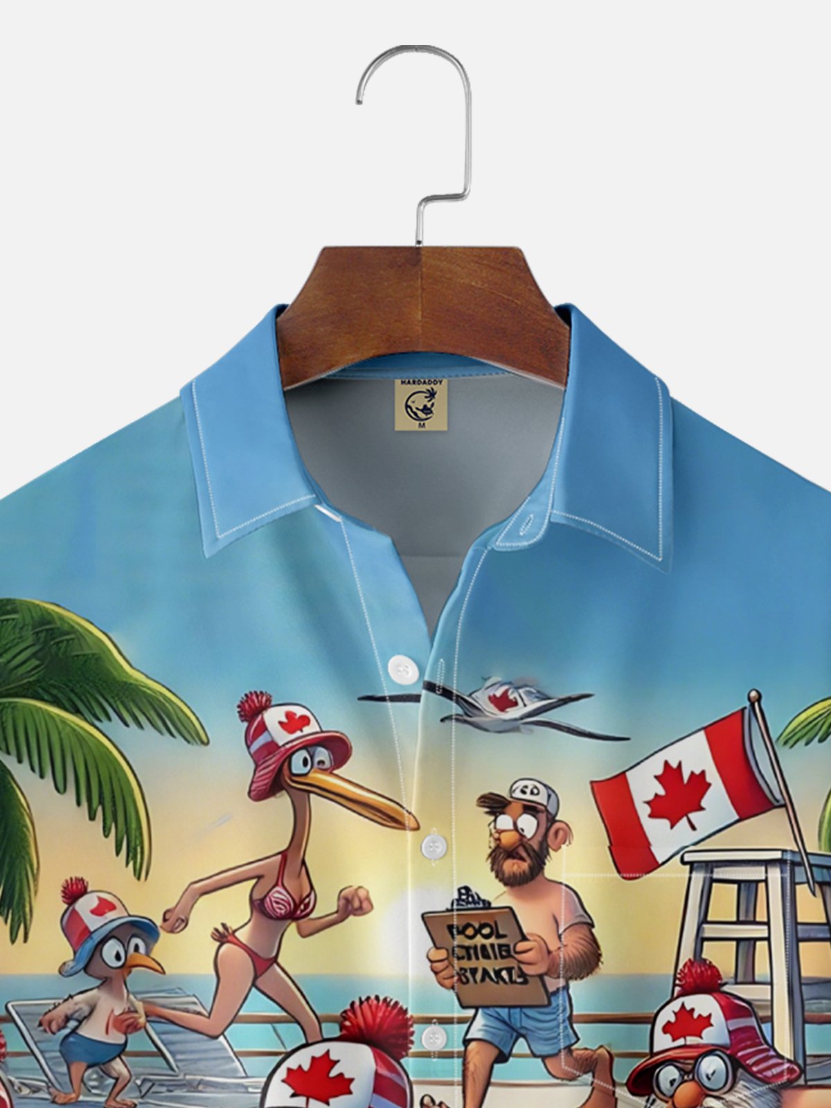 Moisture Wicking, Canadian Beach Vacation Chest Pocket Hawaiian Shirt