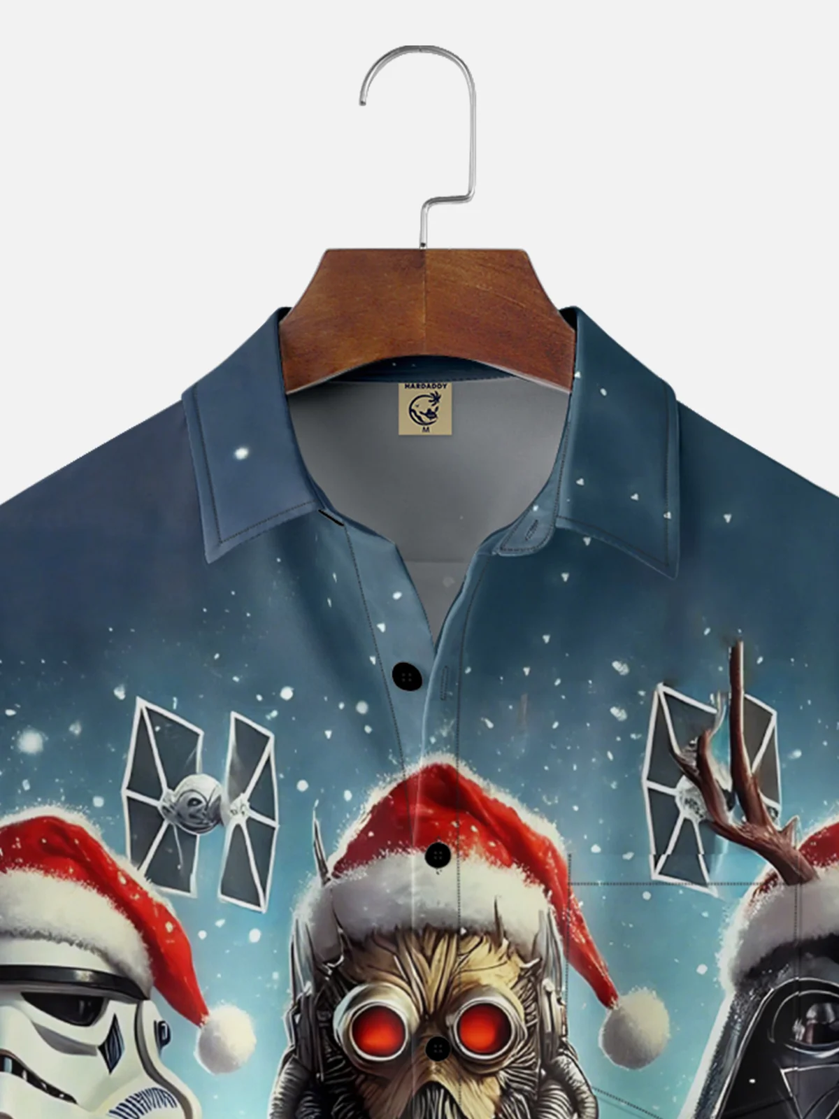 Moisture Wicking Christmas Star Trooper Chest Pocket Hawaiian Shirt