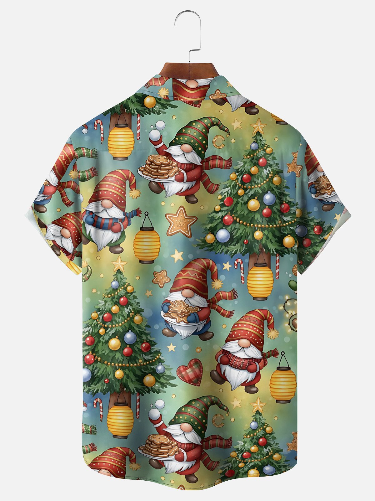 Moisture-Wicking Santa Claus Christmas Tree Chest Pocket Hawaiian Shirt