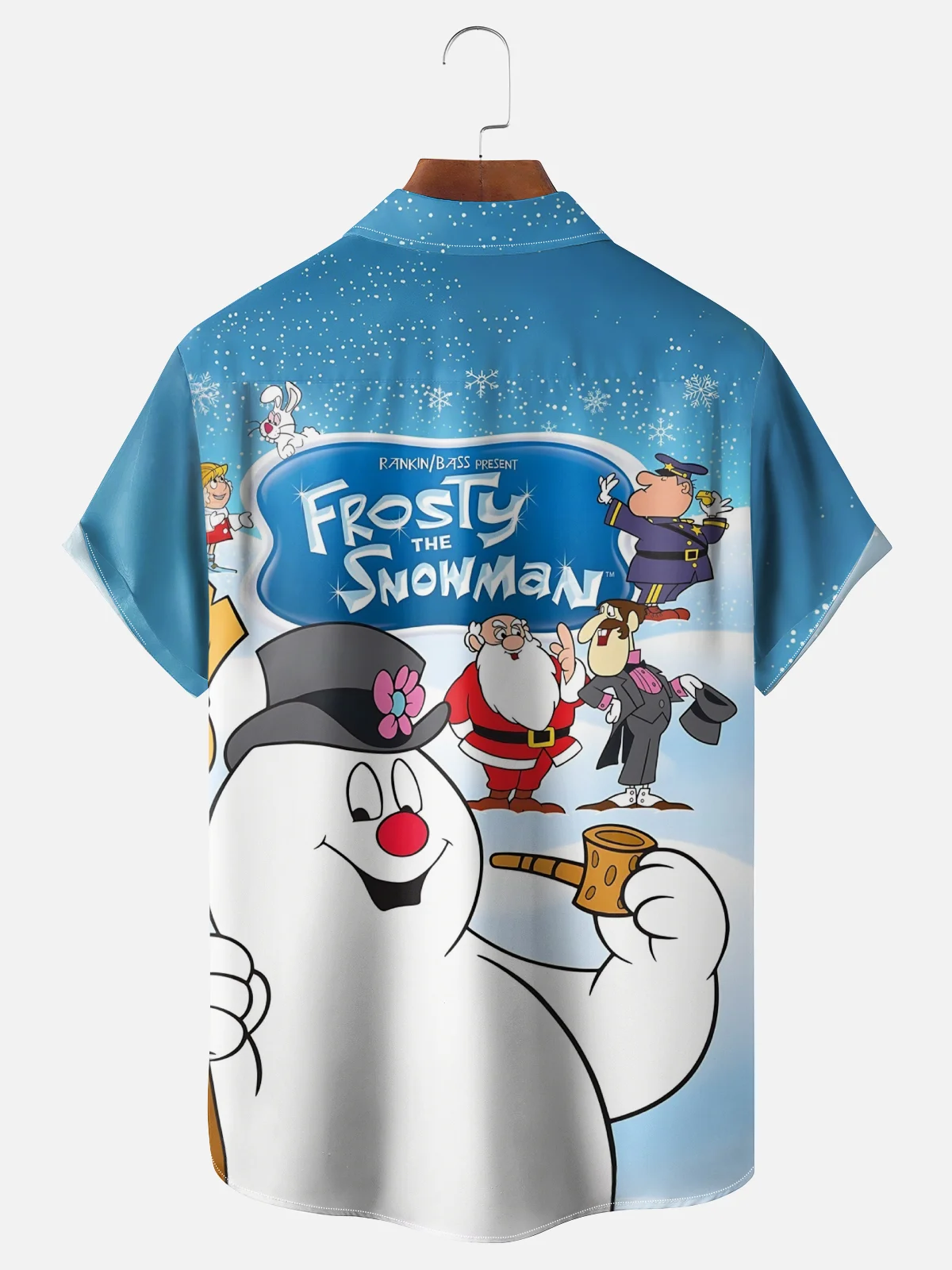 Moisture Wicking Christmas Snowman Chest Pocket Hawaiian Shirt