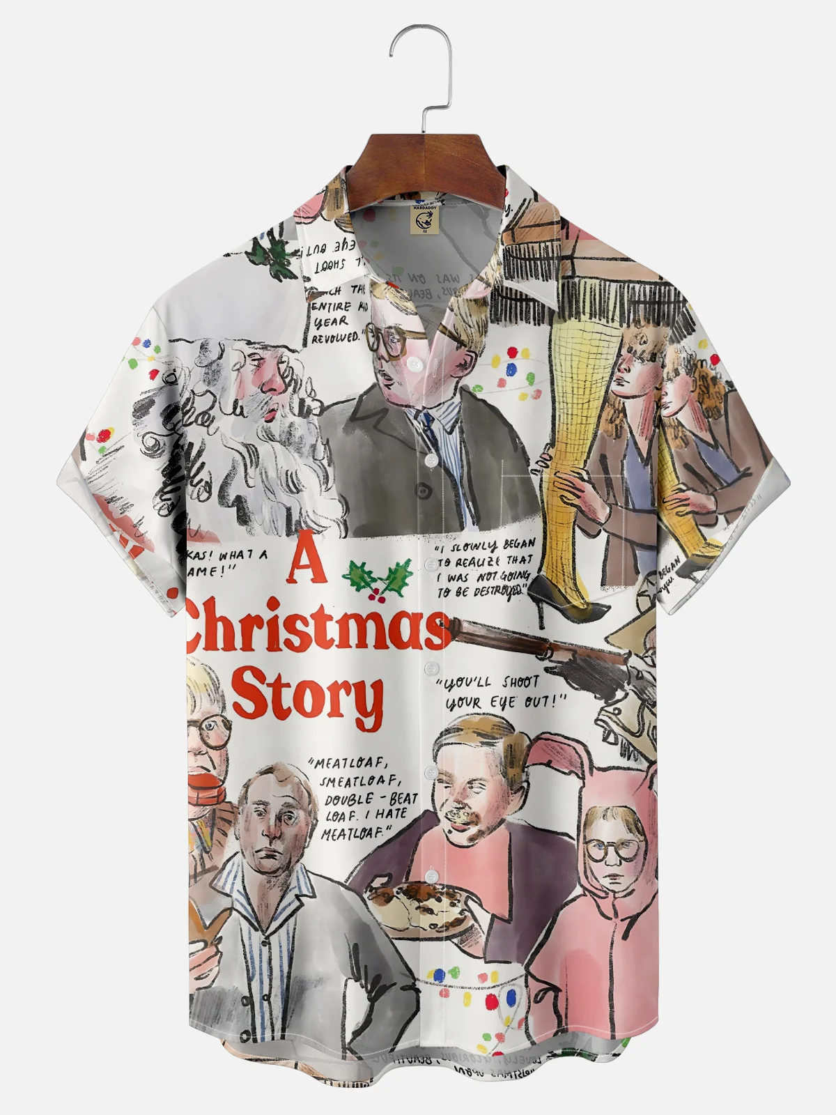 Moisture Wicking Merry Christmas Story Leg Lamp Chest Pocket Hawaiian Shirt