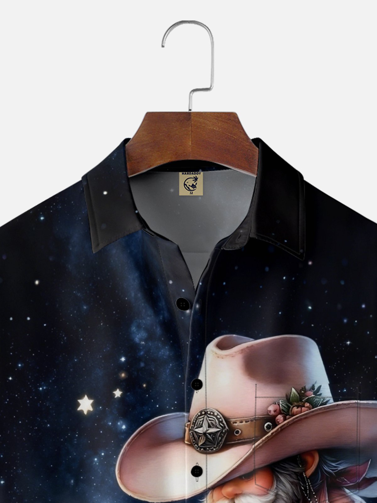 Moisture-Wicking Outdoor Gradient Color Western Cowboy Old Man Bonfire Chest Pocket Hawaiian Shirt