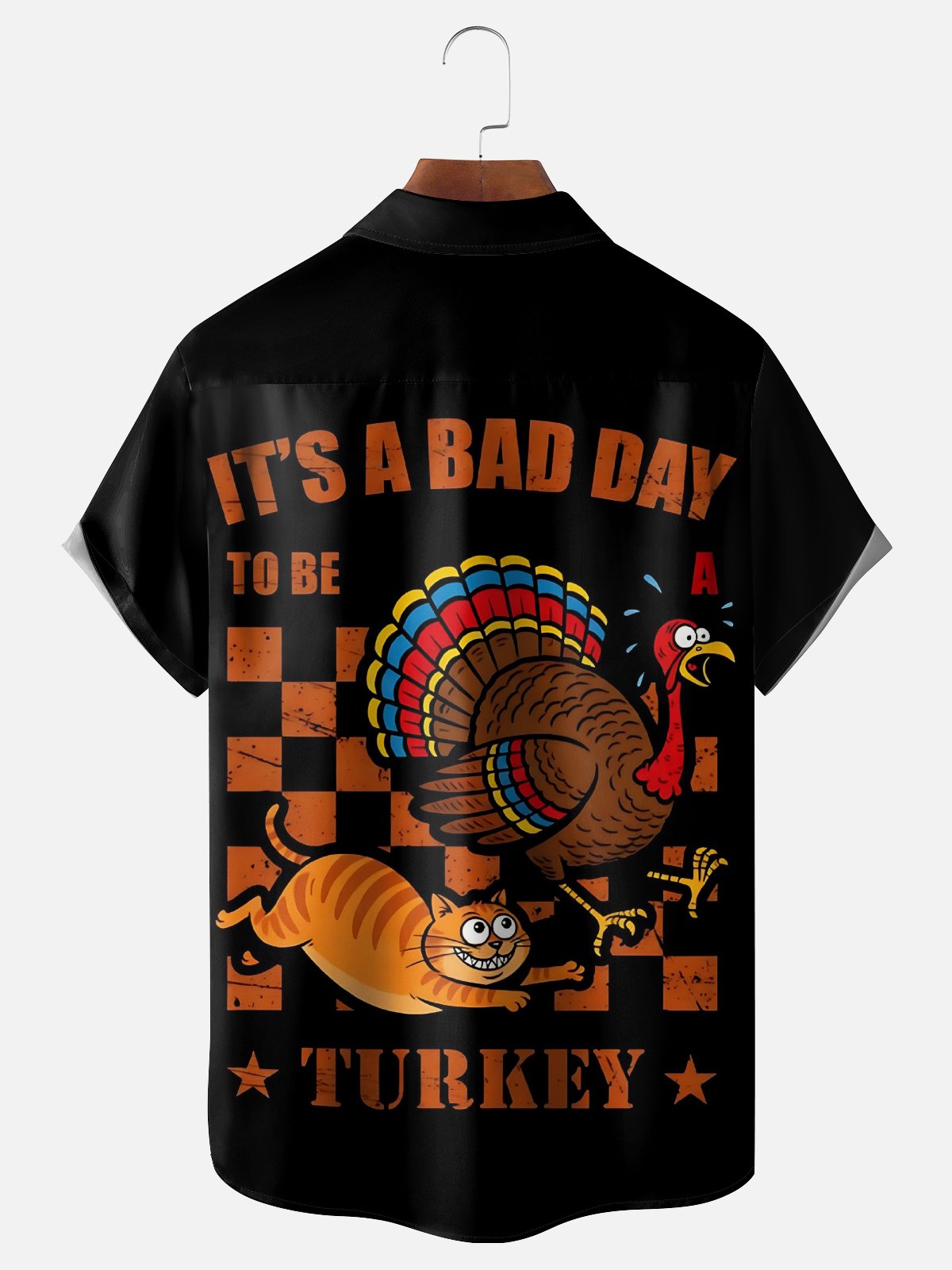 Moisture Wicking Thanksgiving Funny Turkey Chest Pocket Hawaiian Shirt