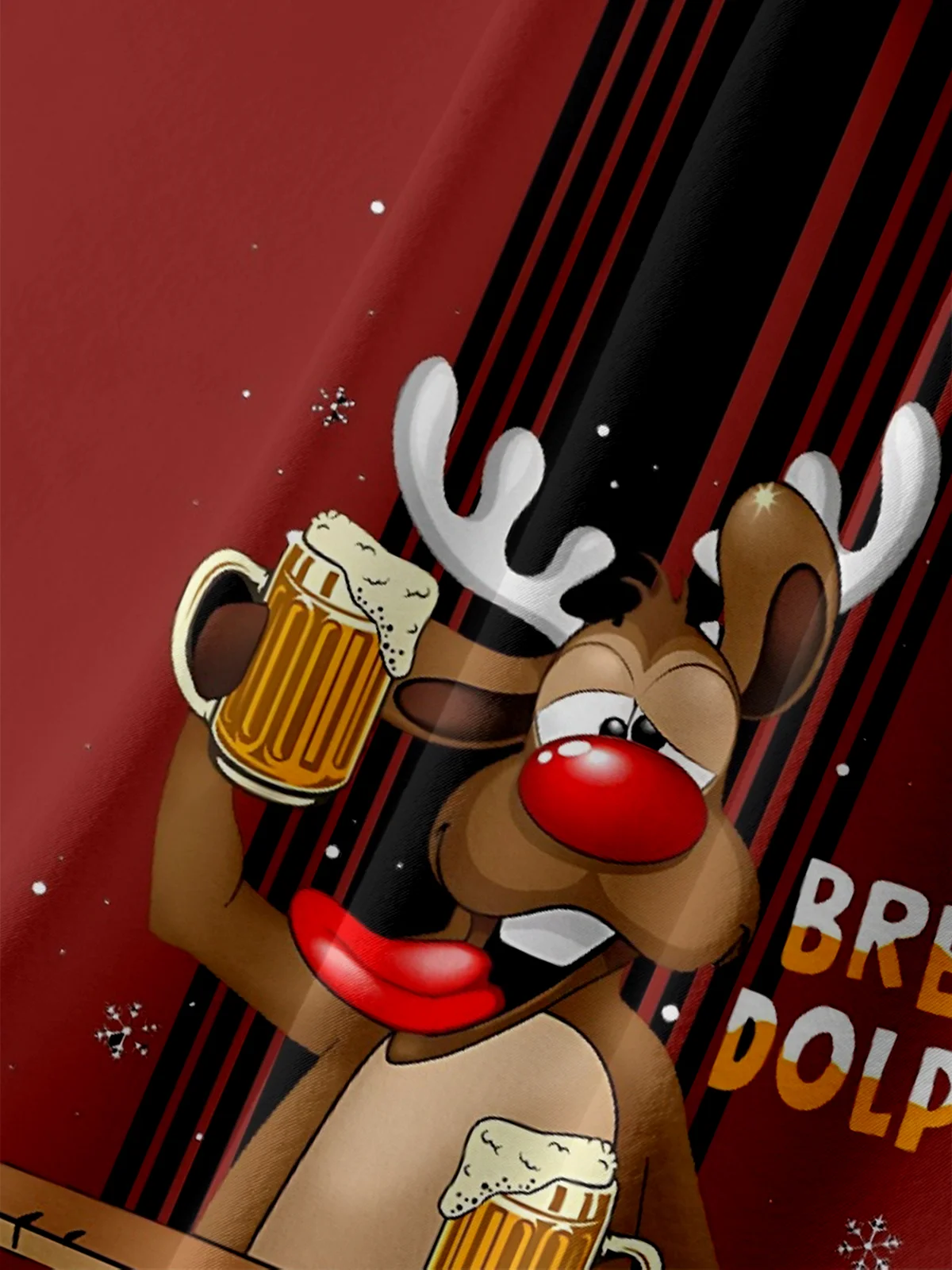 Moisture Wicking Merry Christmas Elk Beer Chest Pocket Hawaiian Shirt