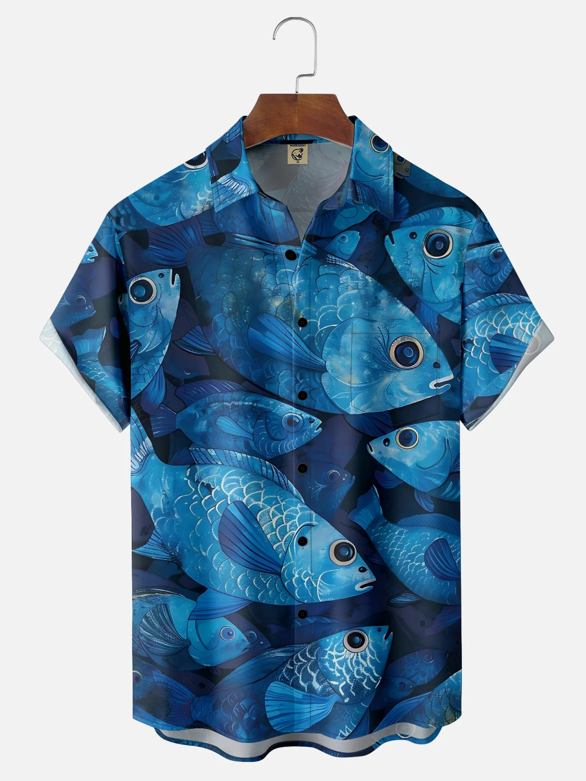 Moisture-Wicking Outdoor Gradient Abstract Fishing Chest Pocket Hawaiian Shirt