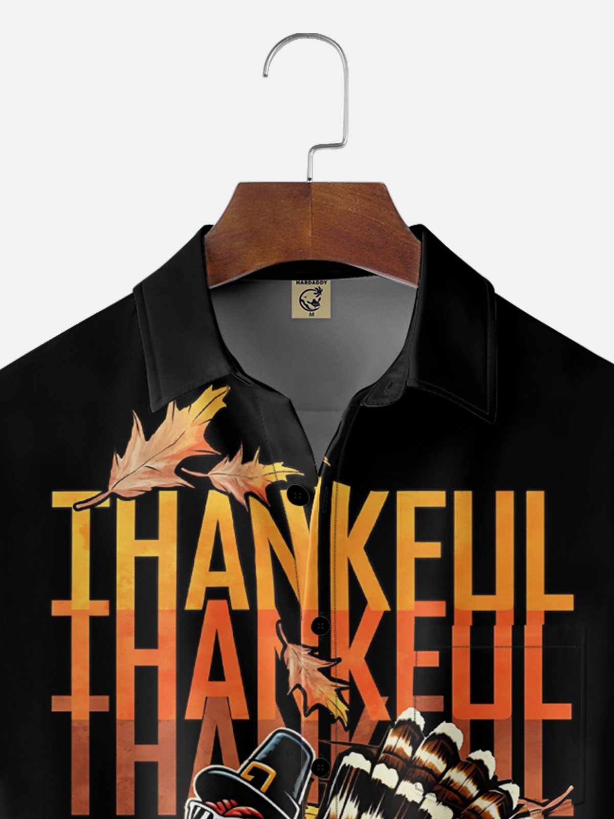 Moisture Wicking Thanksgiving Turkey Chest Pocket Hawaiian Shirt