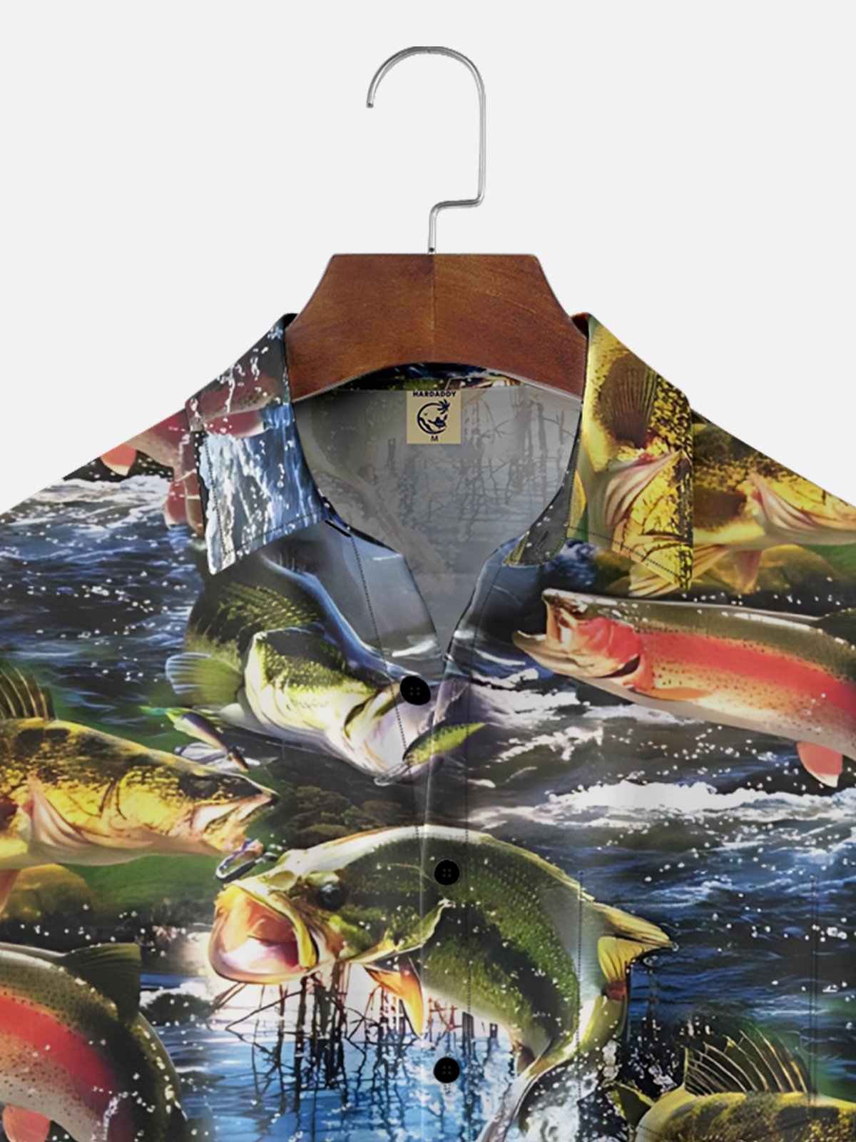 Moisture-Wicking Outdoor Gradient Fish Jumping Out Of The Sea Chest Pocket Hawaiian Shirt