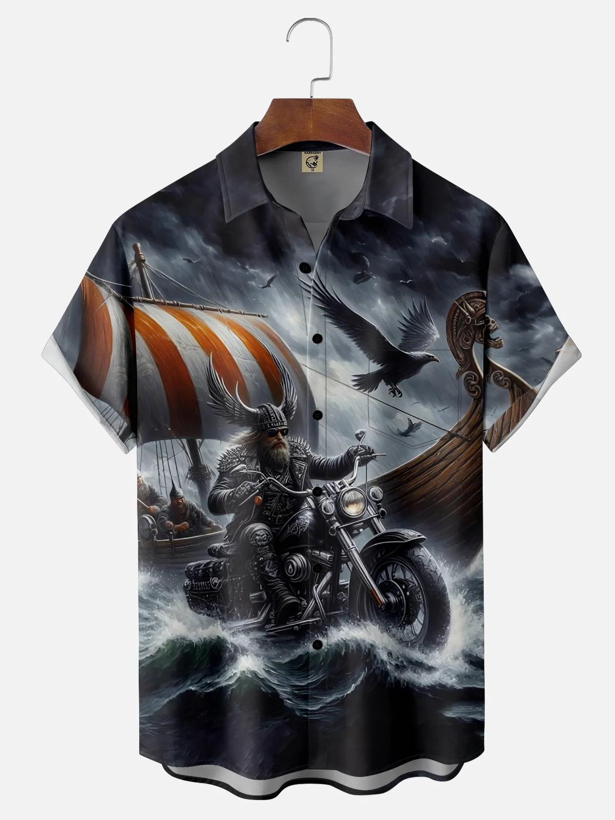 Moisture Wicking Vintage Viking Biker Hawaiian Shirt