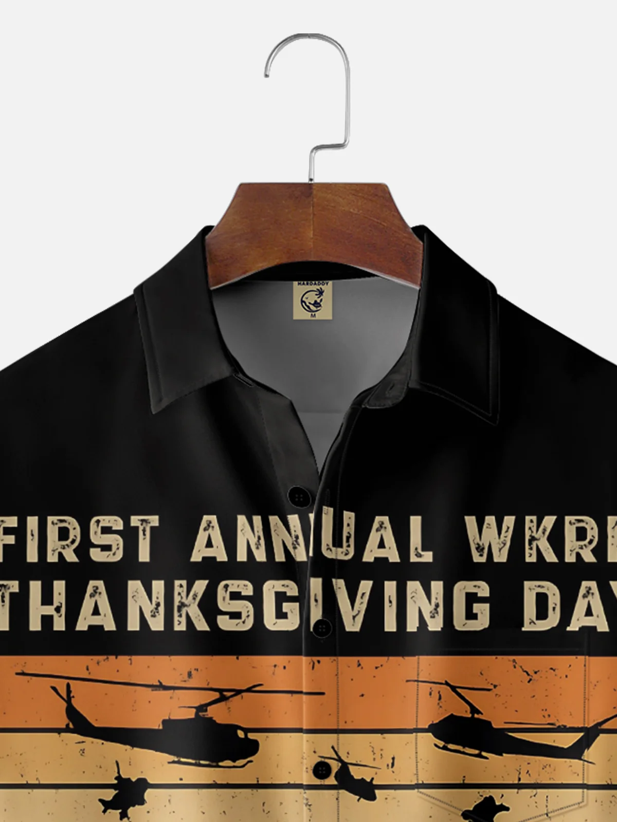 Moisture Wicking Thanksgiving Turkey Chest Pocket Hawaiian Shirt