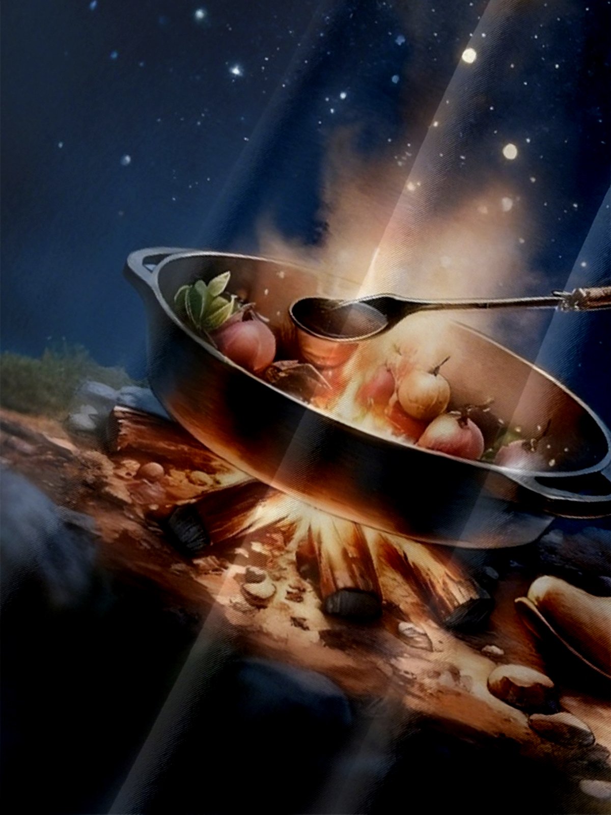 Moisture-Wicking Outdoor Gradient Color Western Cowboy Old Man Bonfire Chest Pocket Hawaiian Shirt