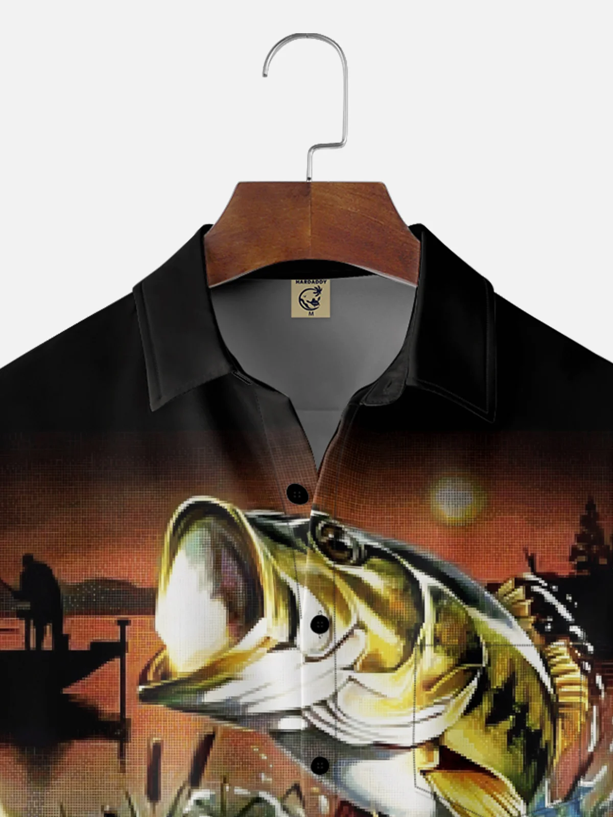 Moisture-wicking Outdoor Gradient Sunset Fish Chest Pocket Hawaiian Shirt