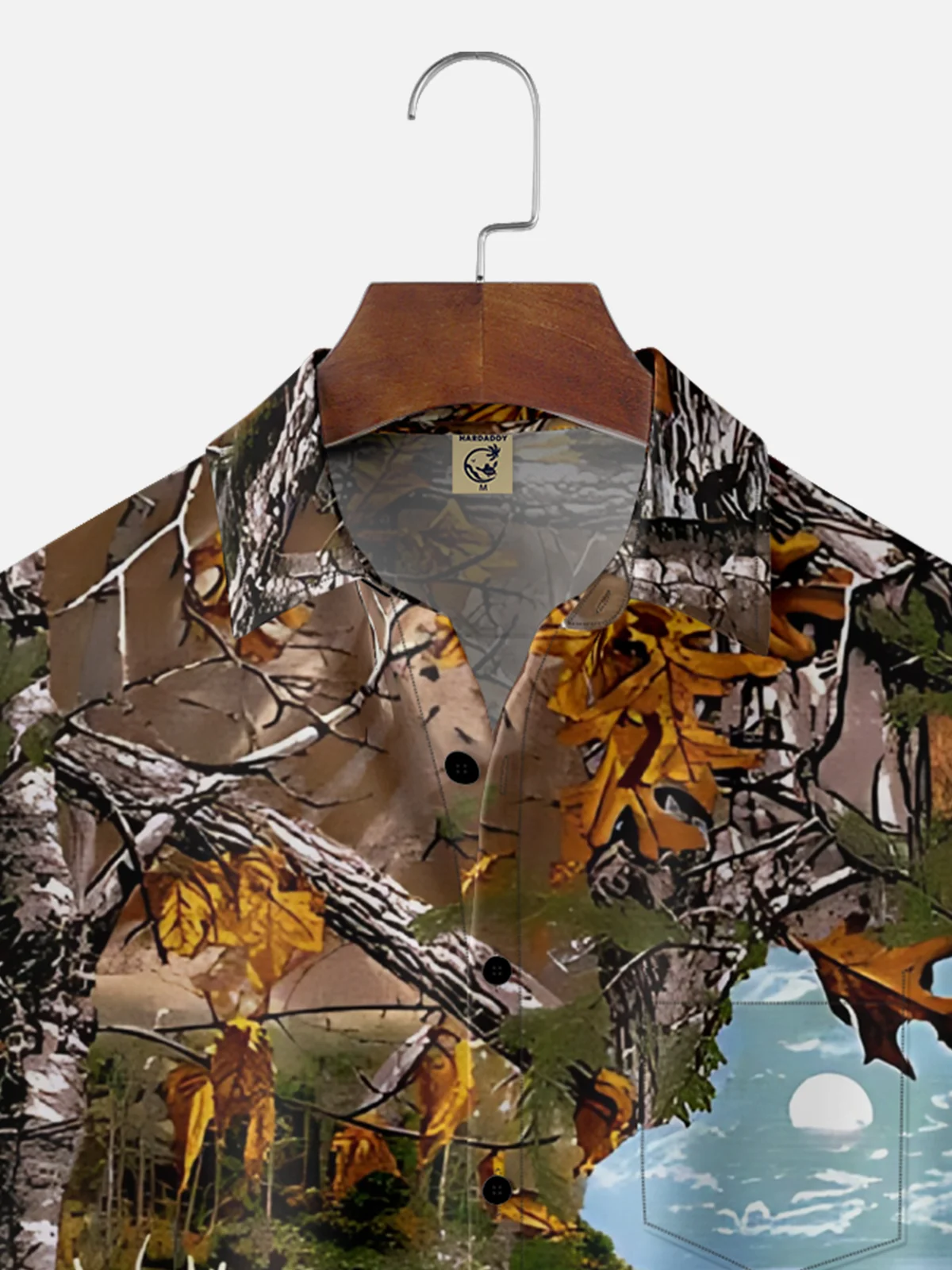 Moisture-Wicking Outdoor Hunting Deer Forest Scenery Chest Pocket Hawaiian Shirt