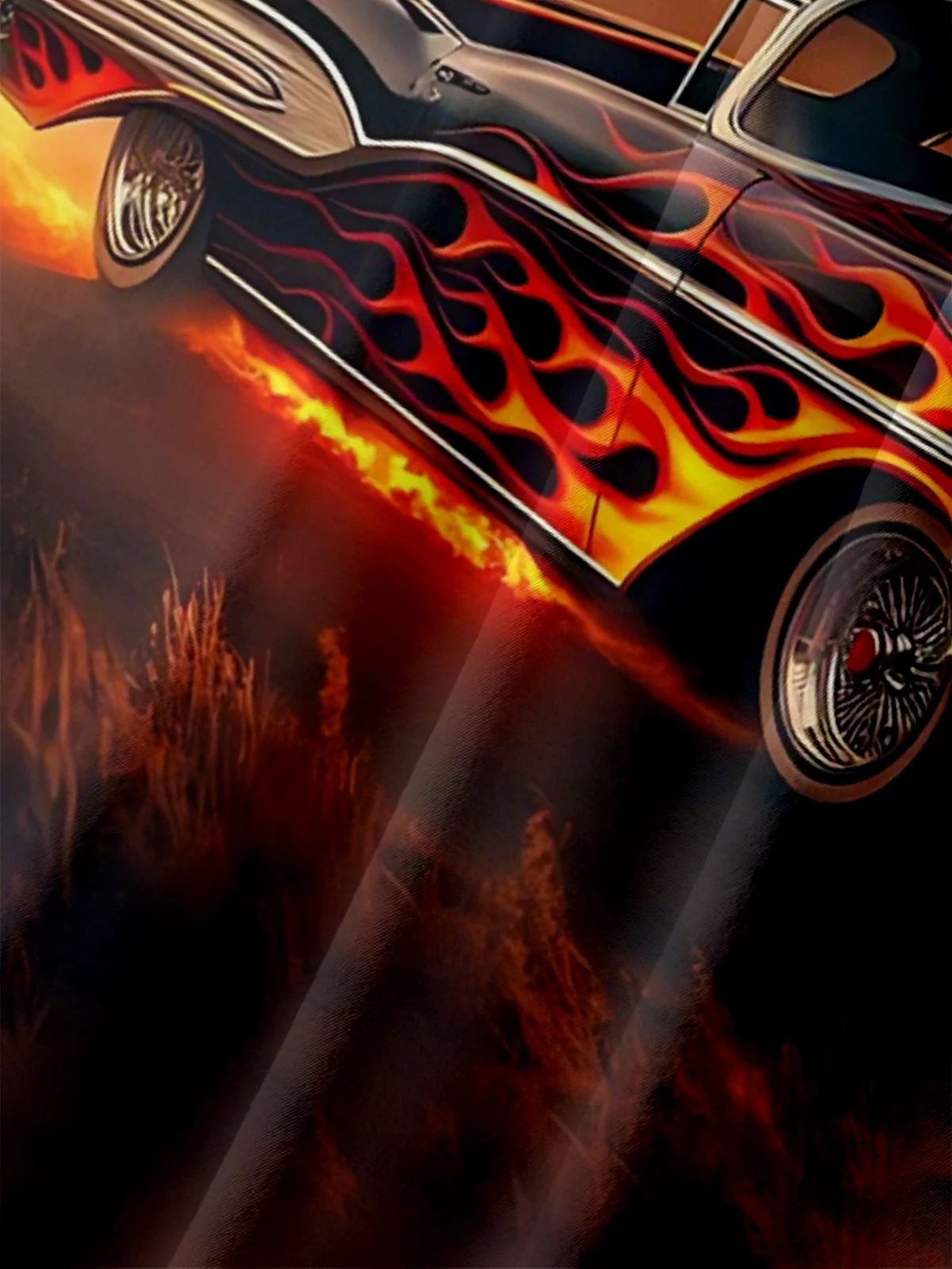 Moisture Wicking Vintage Flame Car Hawaiian Shirt