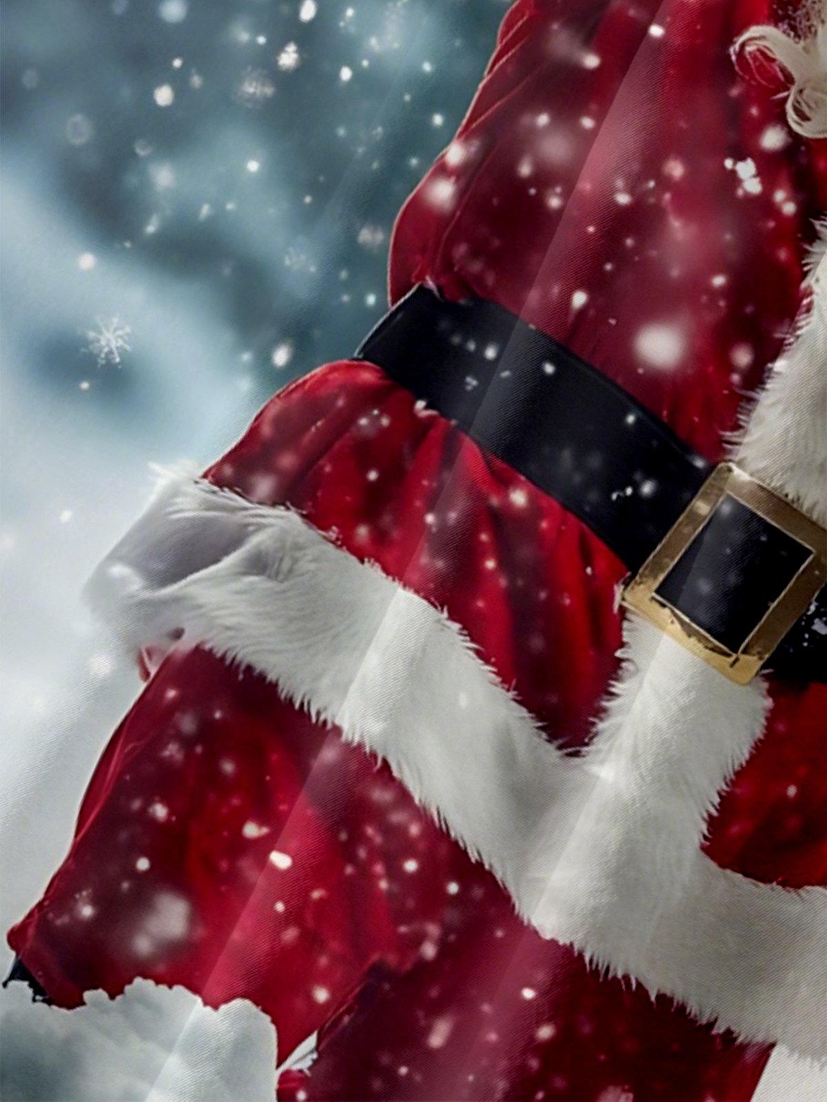 Moisture-Wicking Snowflake Santa Claus Reindeer Chest Pocket Hawaiian Shirt