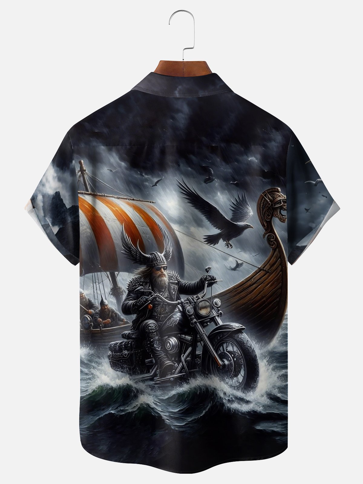 Moisture Wicking Vintage Viking Biker Hawaiian Shirt