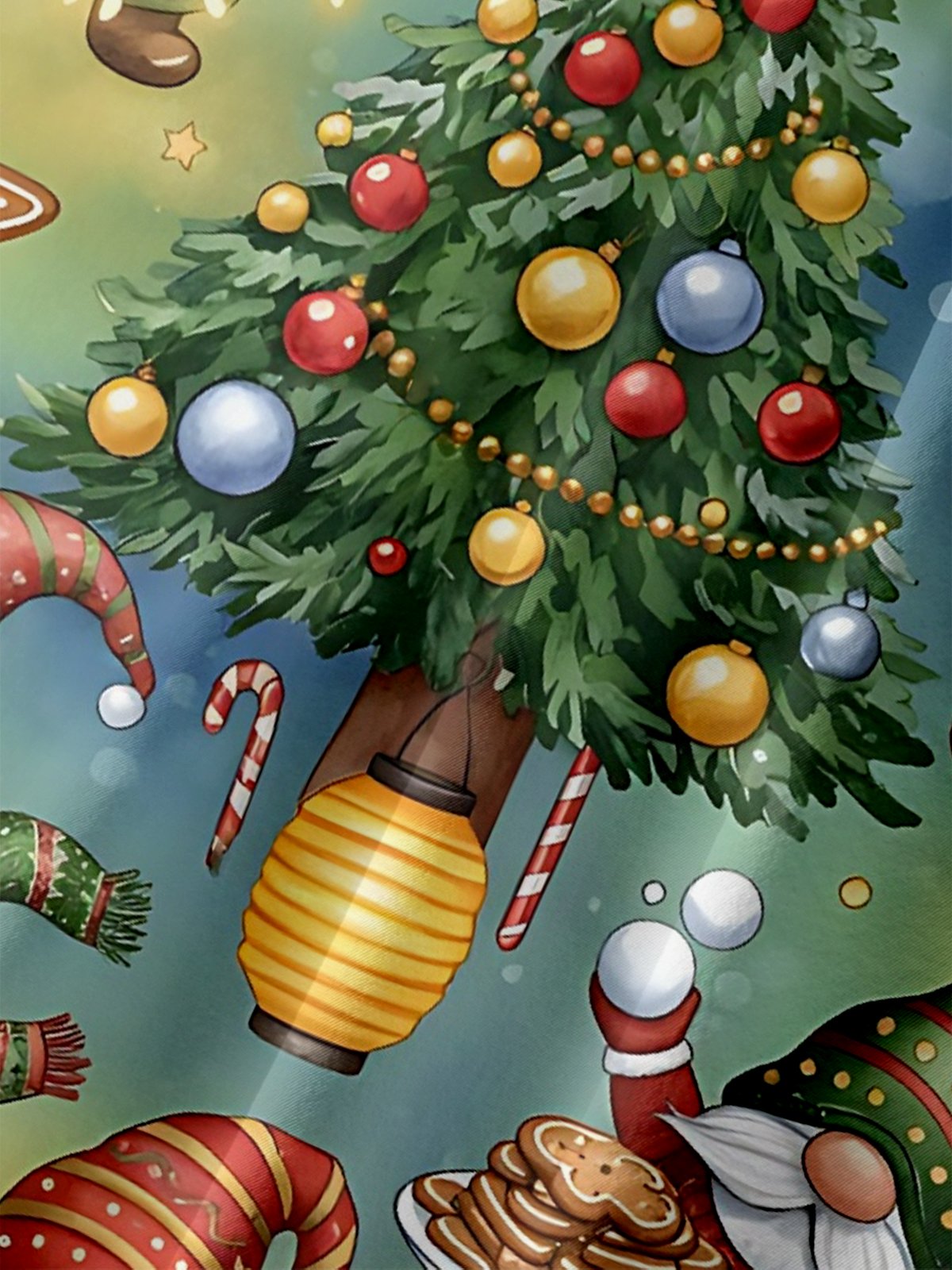 Moisture-Wicking Santa Claus Christmas Tree Chest Pocket Hawaiian Shirt