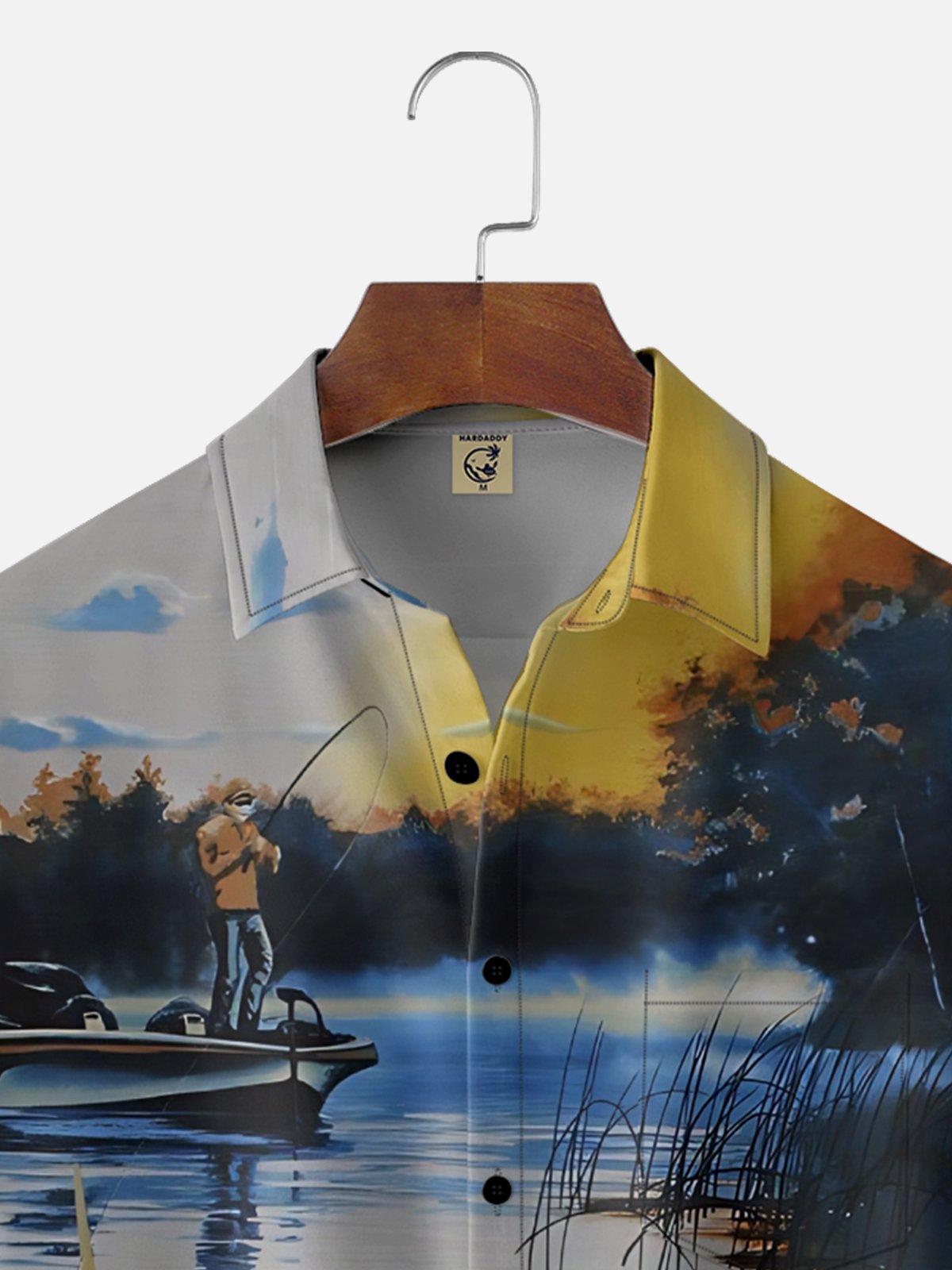 Moisture-Wicking Outdoor Gradient Iakeside Fishing Chest Pocket Hawaiian Shirt