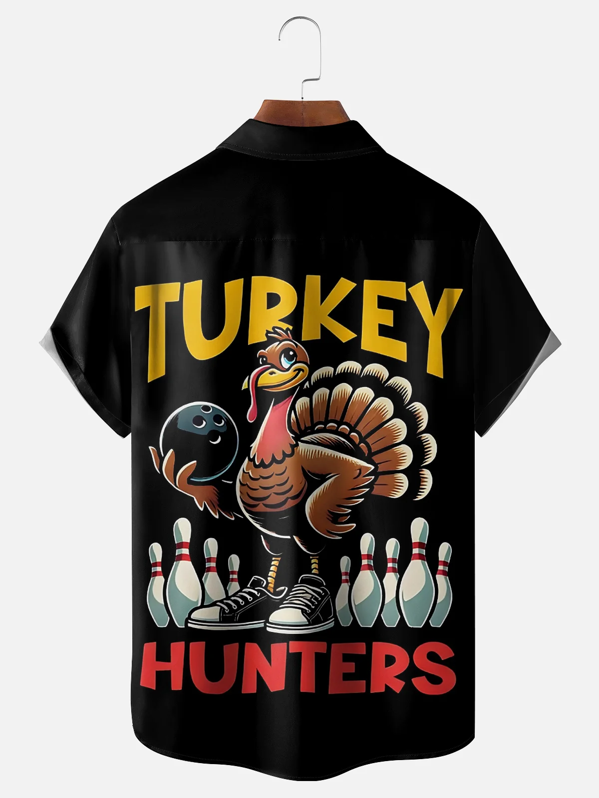 Moisture Wicking Thanksgiving Bowling Turkey Breast Pocket Hawaiian Shirt
