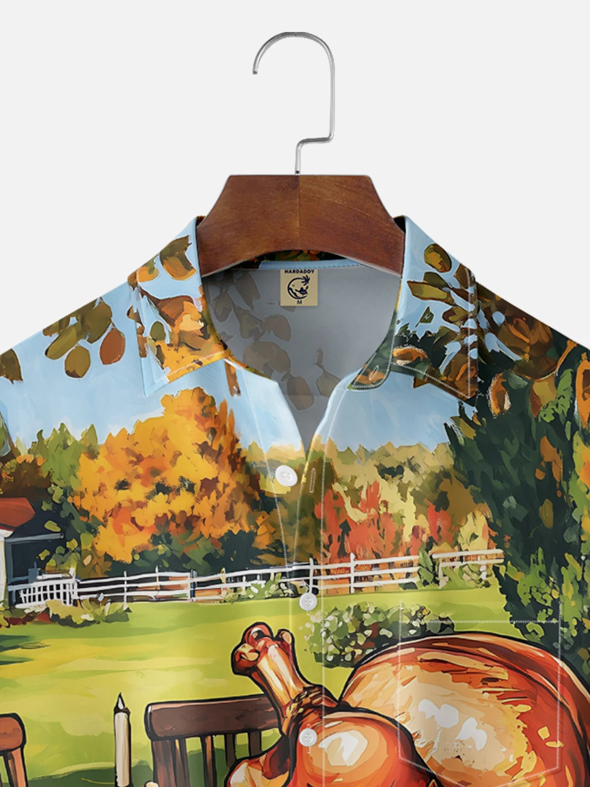 Moisture Wicking Thanksgiving Turkey Chest Pocket Hawaiian Shirt