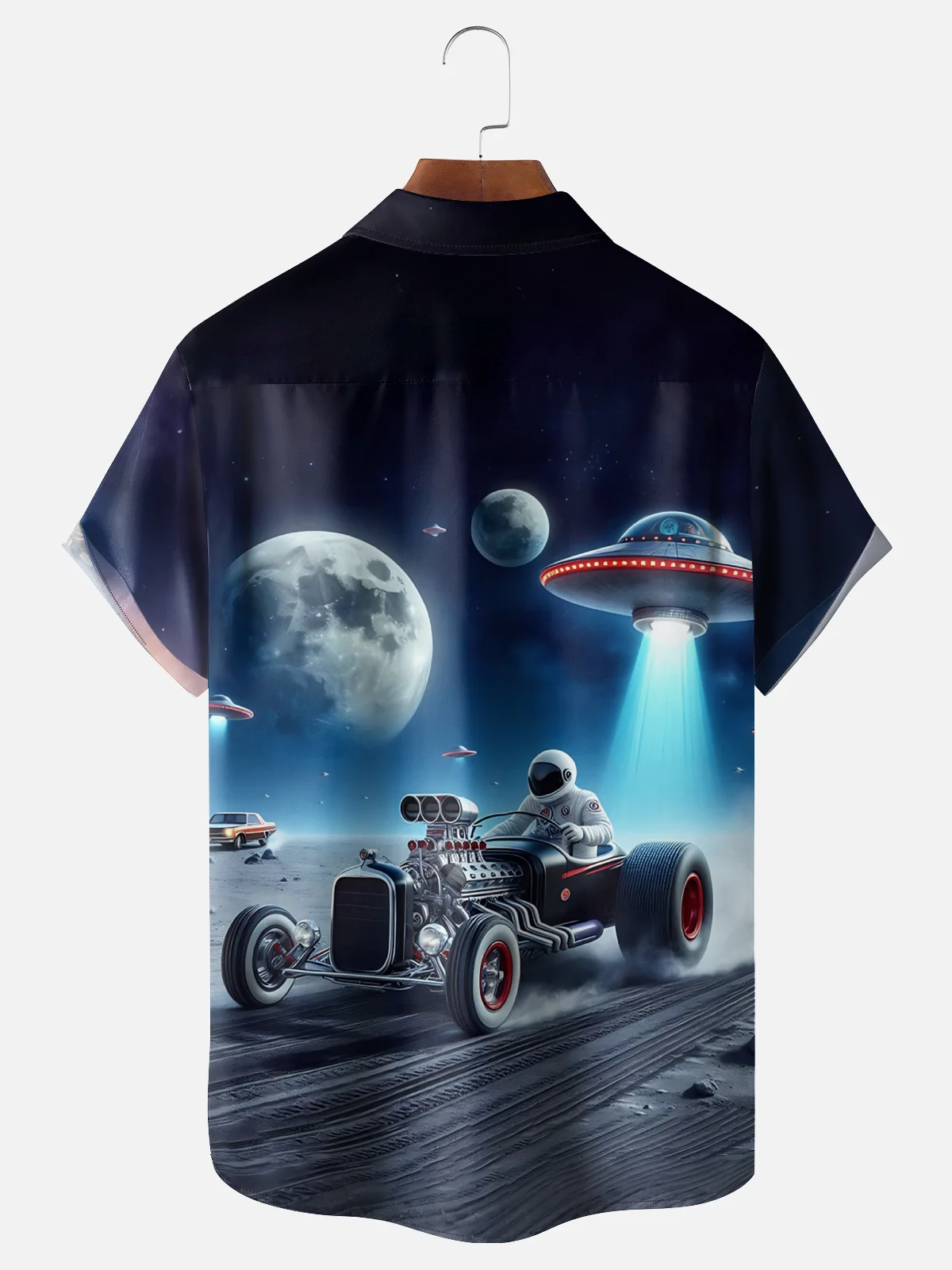 Moisture Wicking Space Astronaut Retro Car Hawaiian Shirt