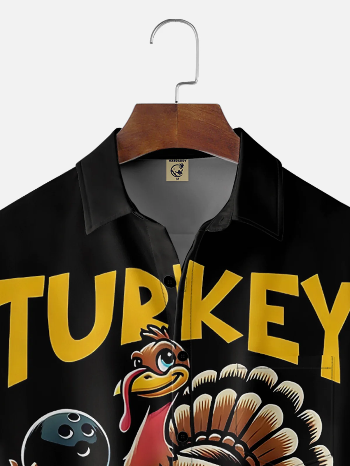 Moisture Wicking Thanksgiving Bowling Turkey Breast Pocket Hawaiian Shirt