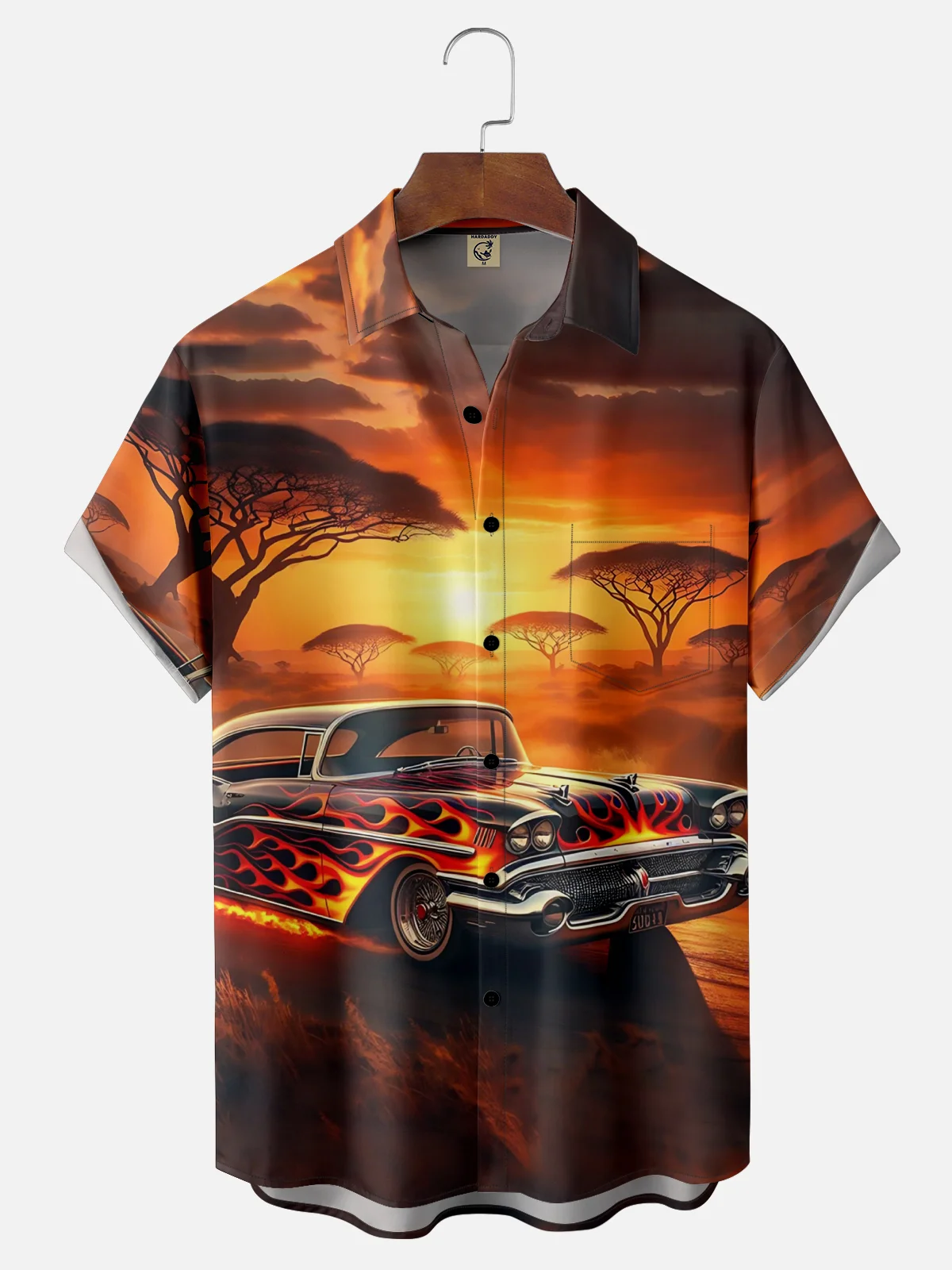 Moisture Wicking Vintage Flame Car Hawaiian Shirt