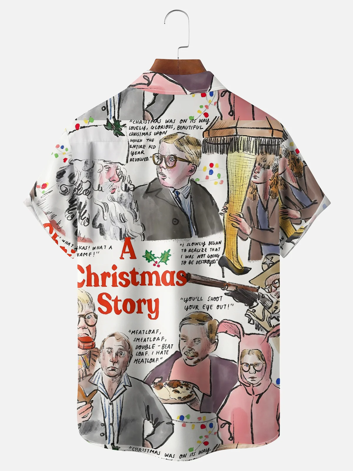 Moisture Wicking Merry Christmas Story Leg Lamp Chest Pocket Hawaiian Shirt