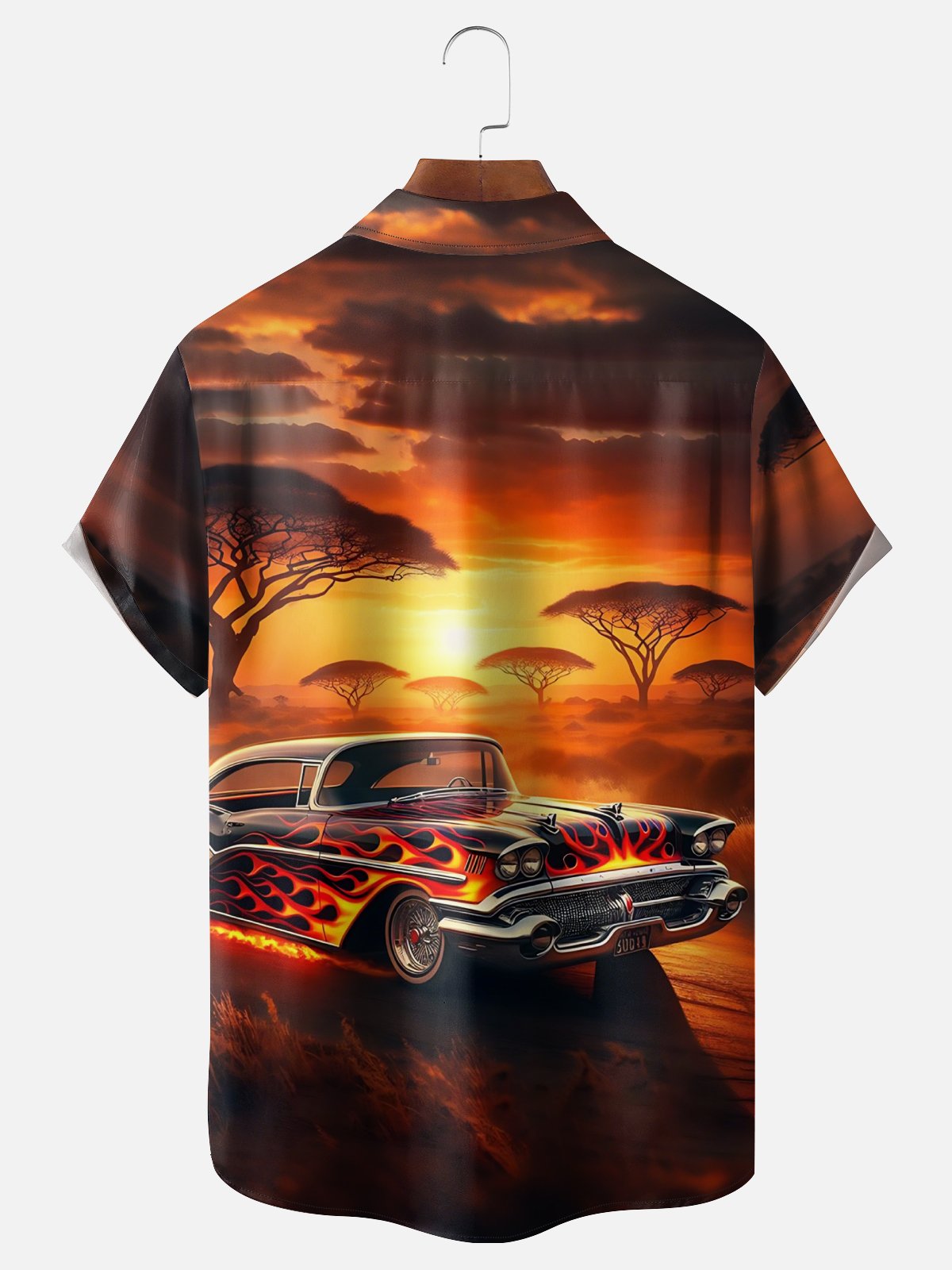 Moisture Wicking Vintage Flame Car Hawaiian Shirt