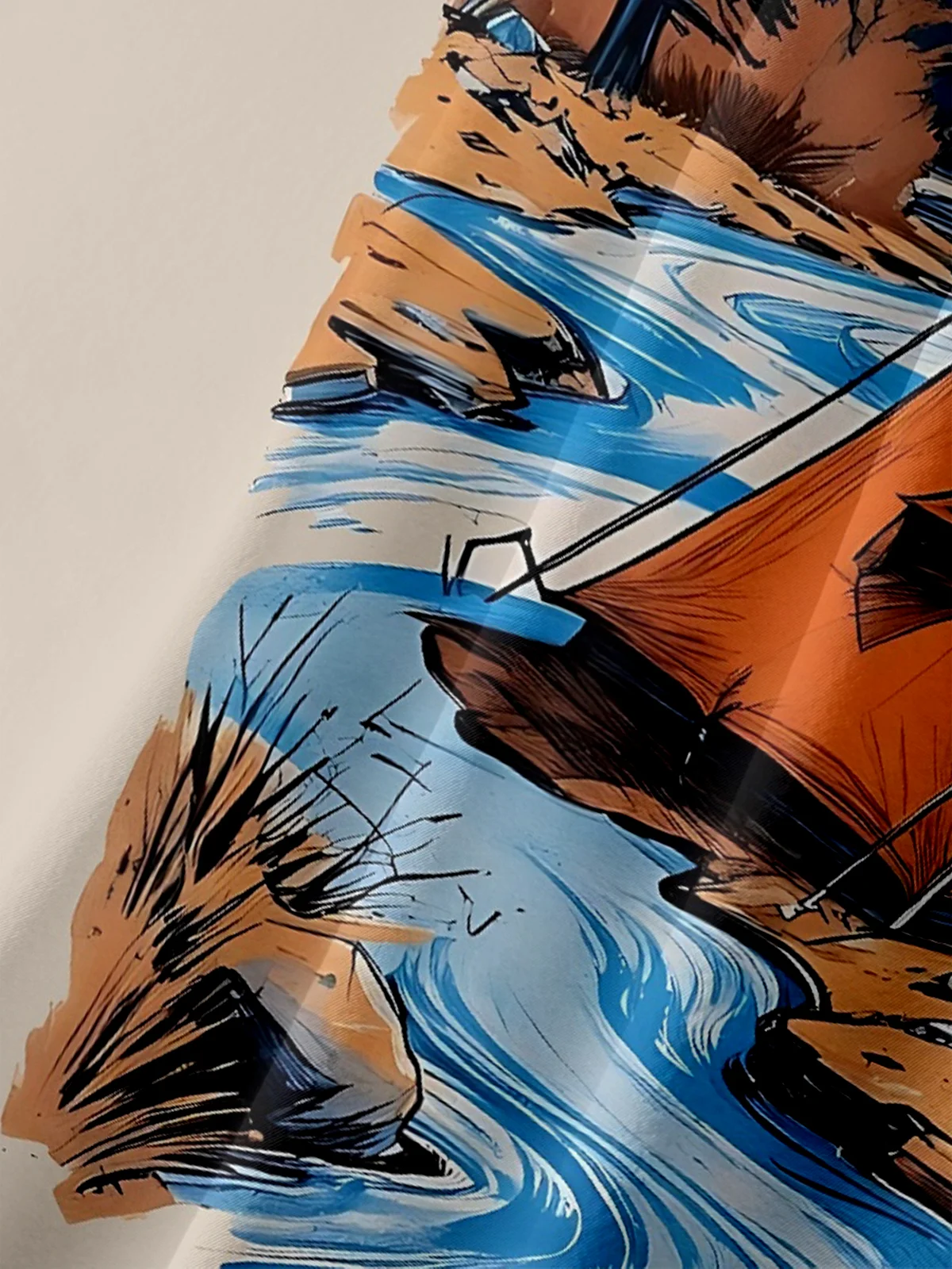 Moisture-Wicking Outdoor Iakeside Mountain Tent Campfire Chest Pocket Hawaiian Shirt