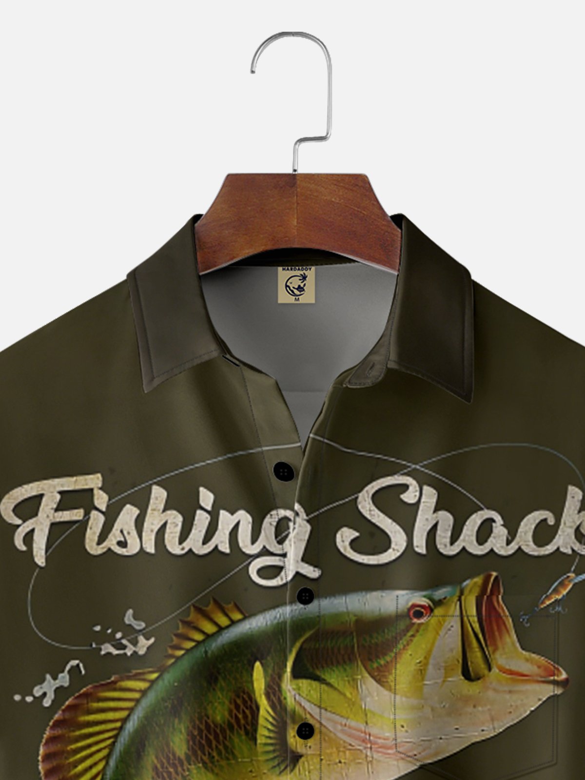 Moisture-Wicking Outdoor Gradient Retro Fishing Poster Chest Pocket Hawaiian Shirt