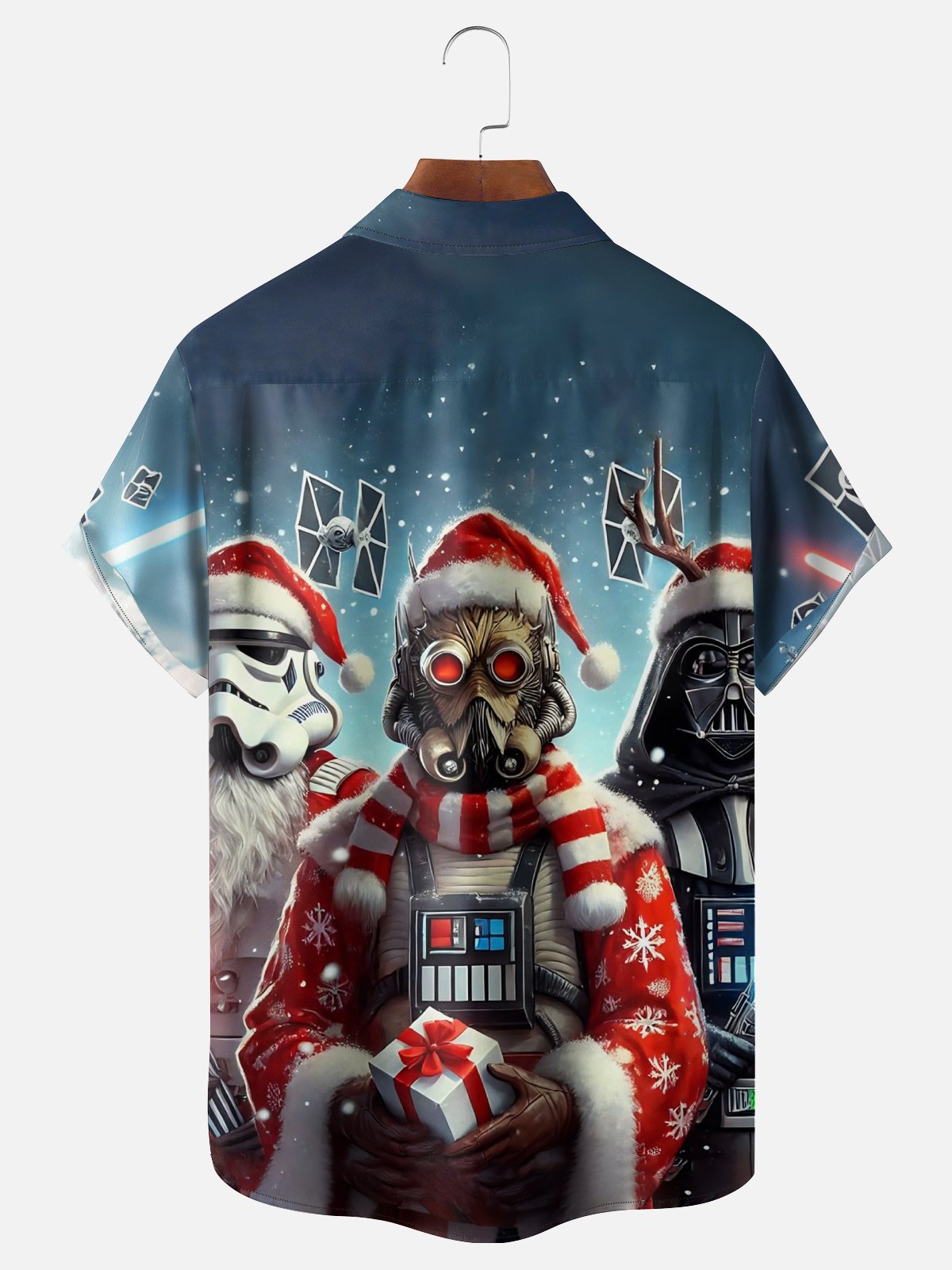 Moisture Wicking Christmas Star Trooper Chest Pocket Hawaiian Shirt
