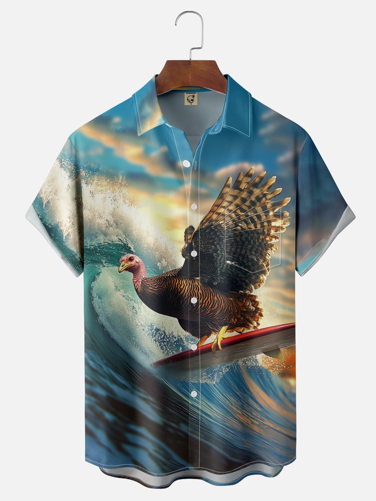 Moisture Wicking Thanksgiving Funny Turkey Breast Pocket Hawaiian Shirt