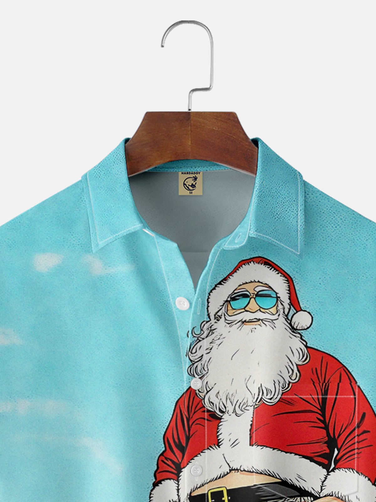 Moisture Wicking Christmas Santa Claus Chest Pocket Hawaiian Shirt
