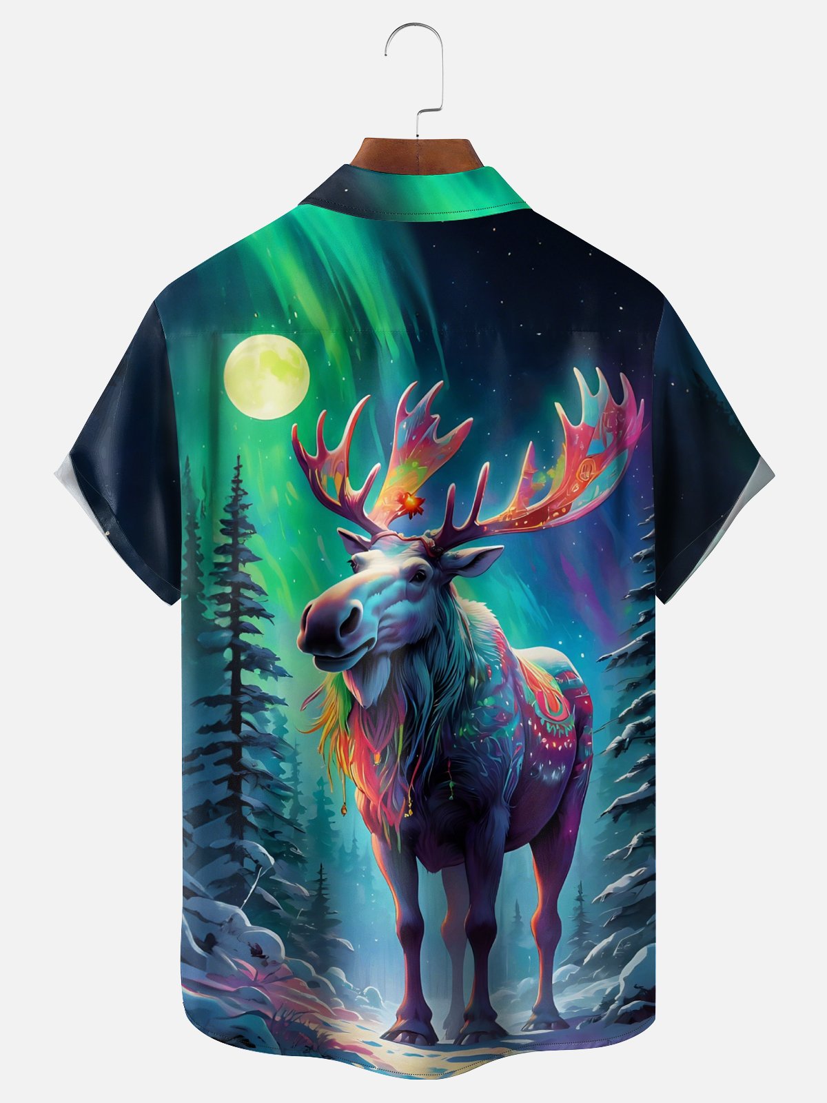 Moisture-Wicking Outdoor Hunting Gradient Deer Chest Pocket Hawaiian Shirt