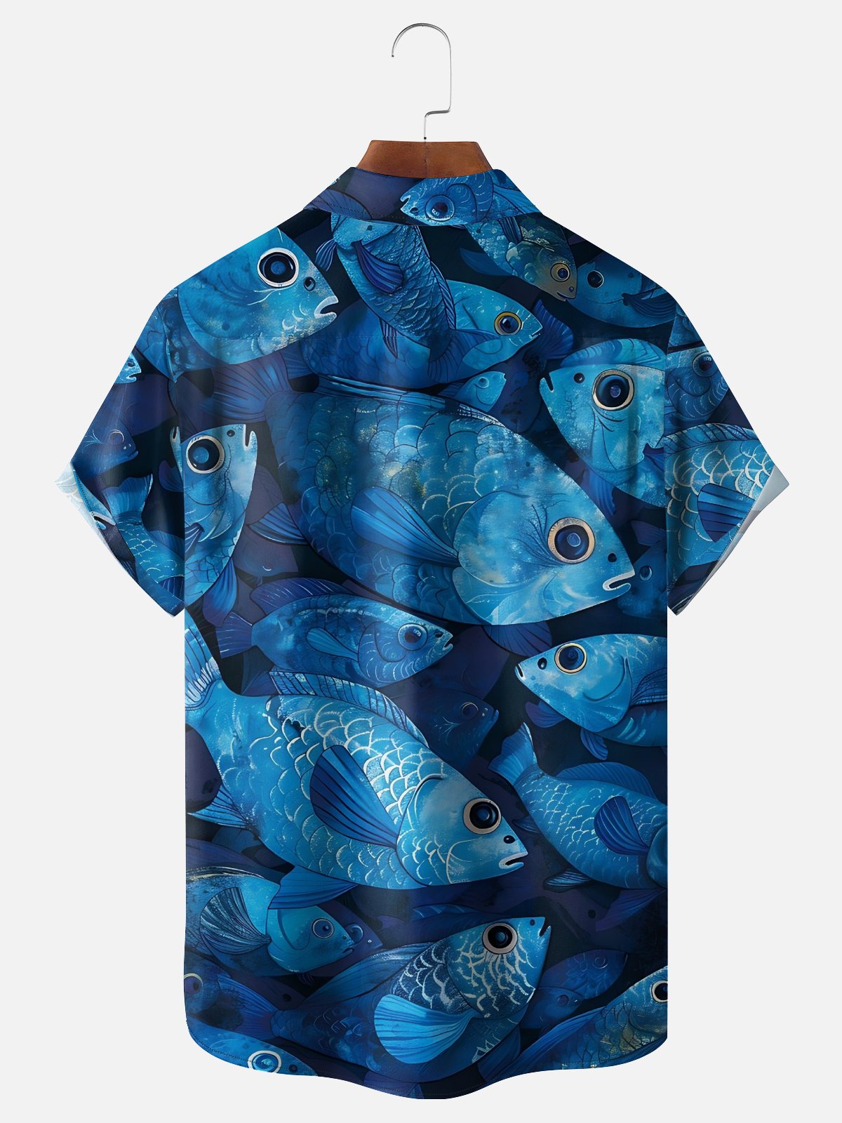 Moisture-Wicking Outdoor Gradient Abstract Fishing Chest Pocket Hawaiian Shirt