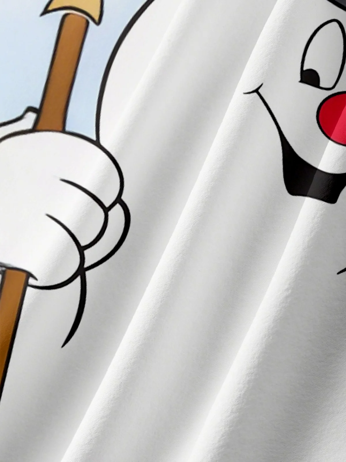 Moisture Wicking Christmas Snowman Chest Pocket Hawaiian Shirt