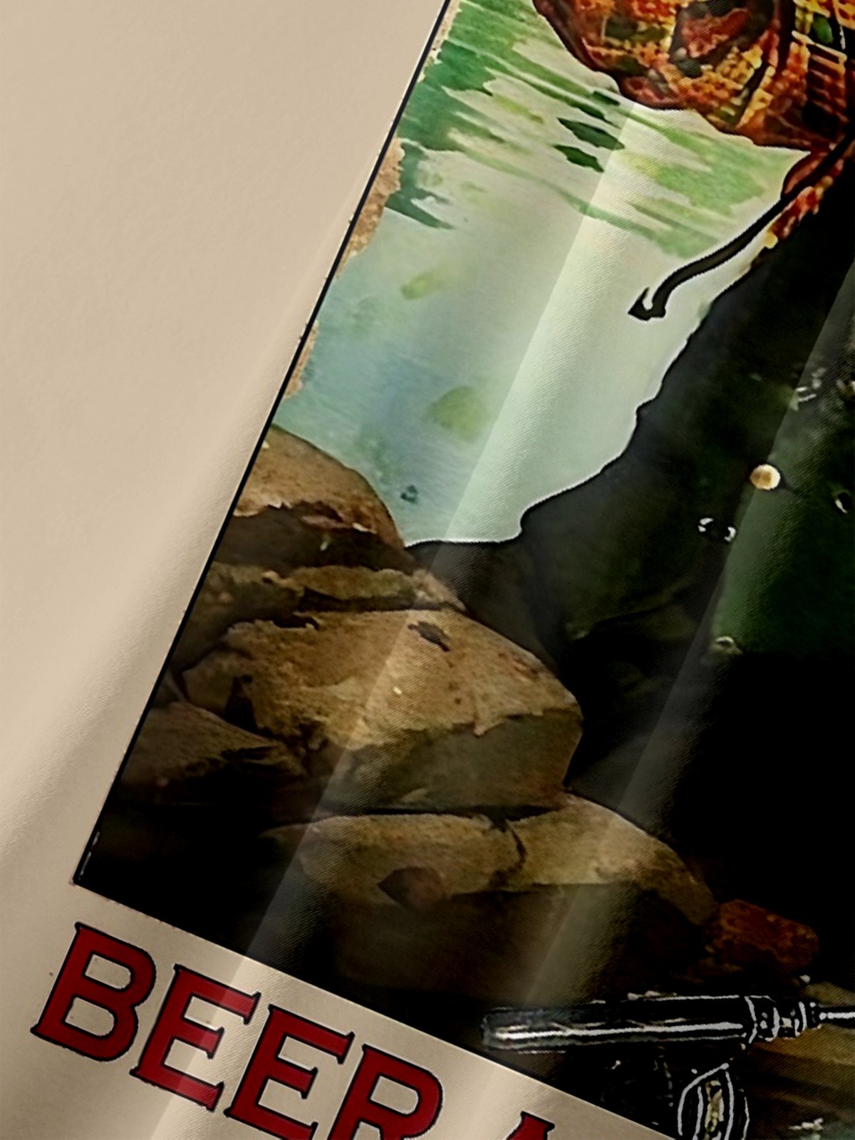 Moisture wicking Outdoor Beer Drinking Fishing Old Man Poster Chest Pocket Hawaiian Shirt