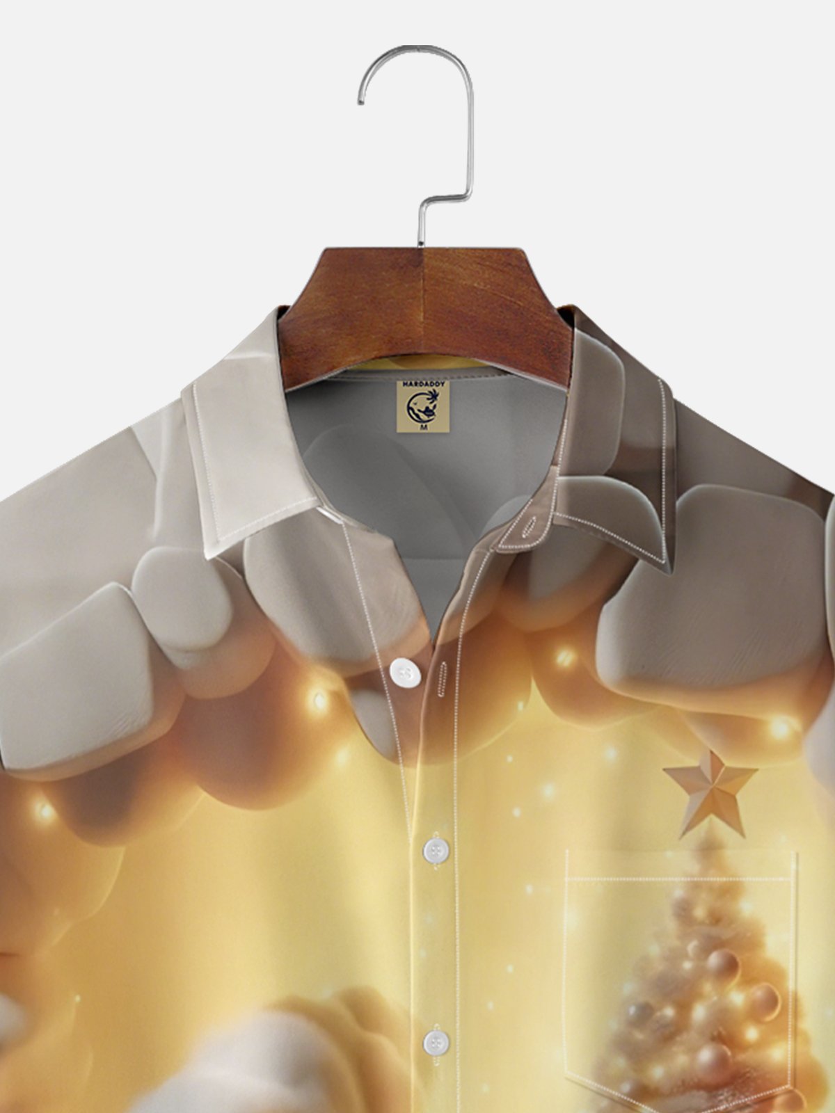 Moisture-Wicking Christmas Tree Train Chest Pocket Hawaiian Shirt