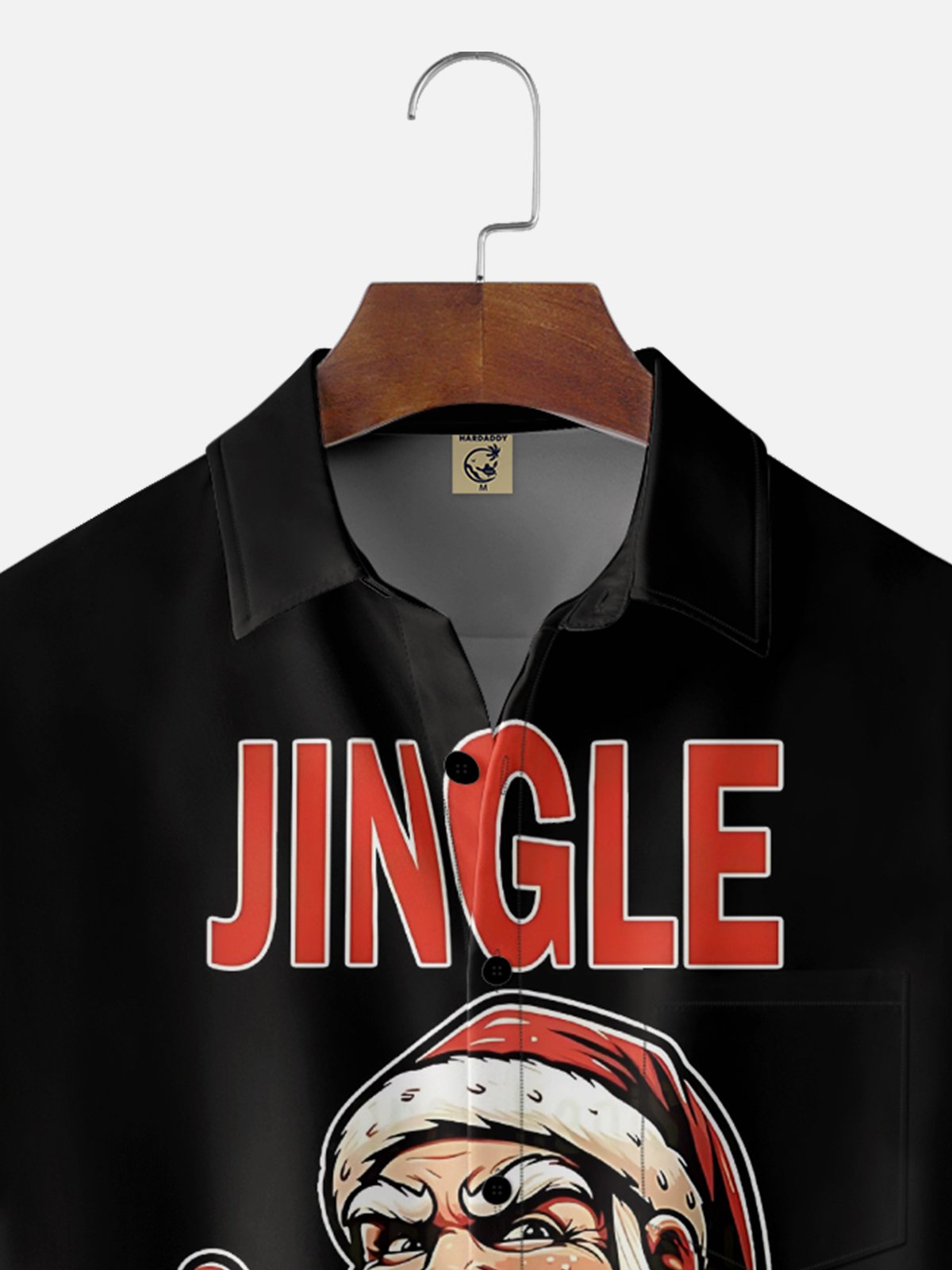 Moisture-Wicking Santa Claus Chest Pocket Hawaiian Shirt