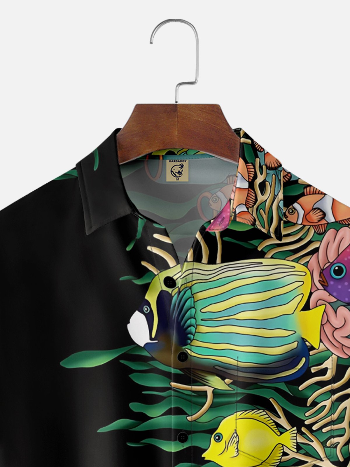 Moisture Wicking Gradient Colors Undersea Fish Seaweed Chest Pocket Hawaiian Shirt